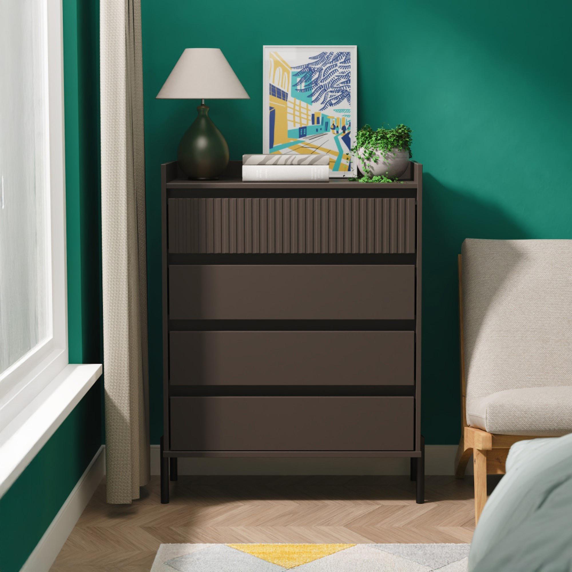Osaka Chest - 4 Drawer - Graphite Fluted