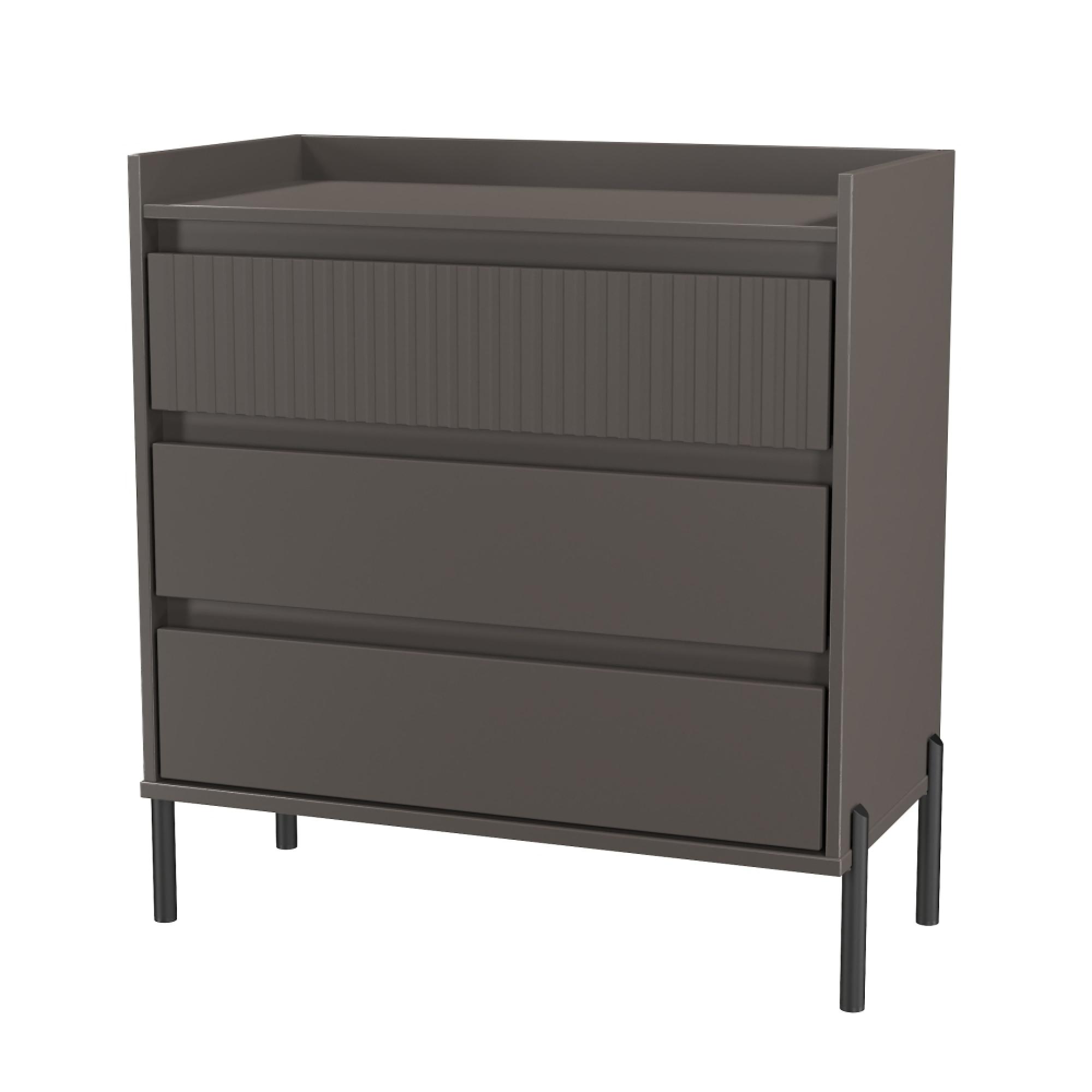 Osaka Chest - 3 Drawer - Graphite Fluted