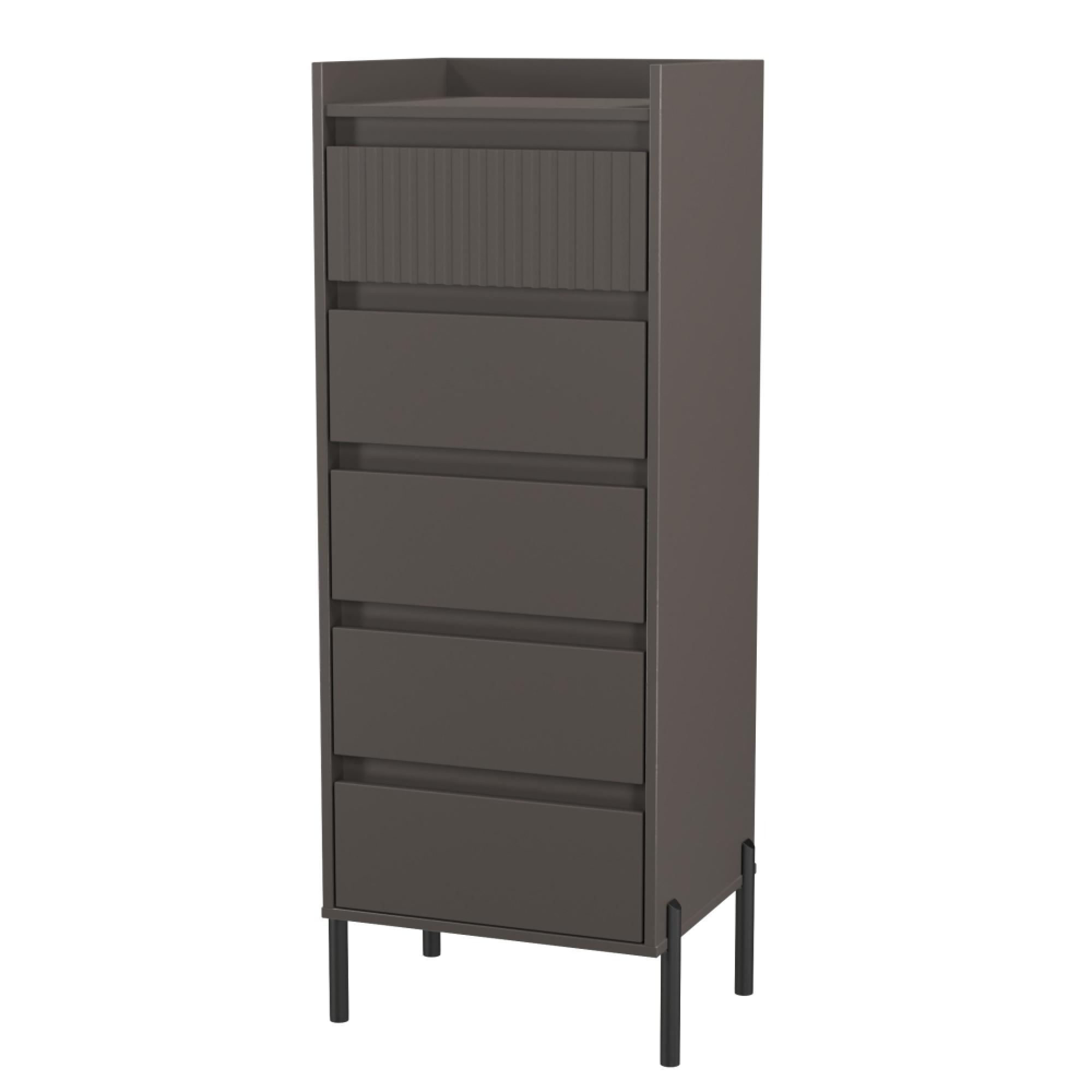 Osaka Chest - 5 Drawer - Narrow - Graphite Fluted