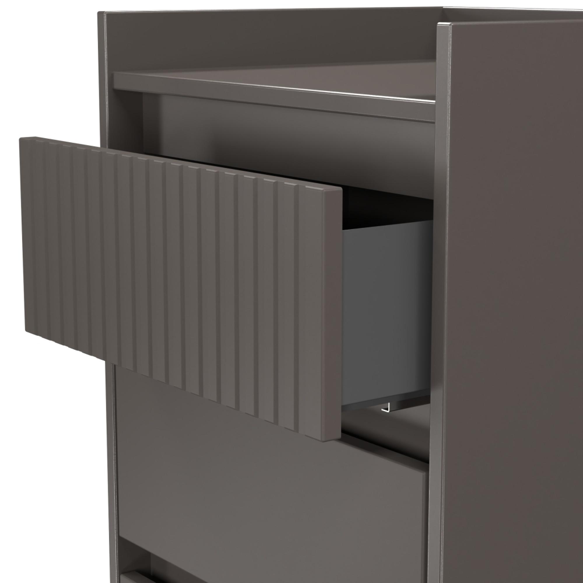 Osaka Chest - 5 Drawer - Narrow - Graphite Fluted