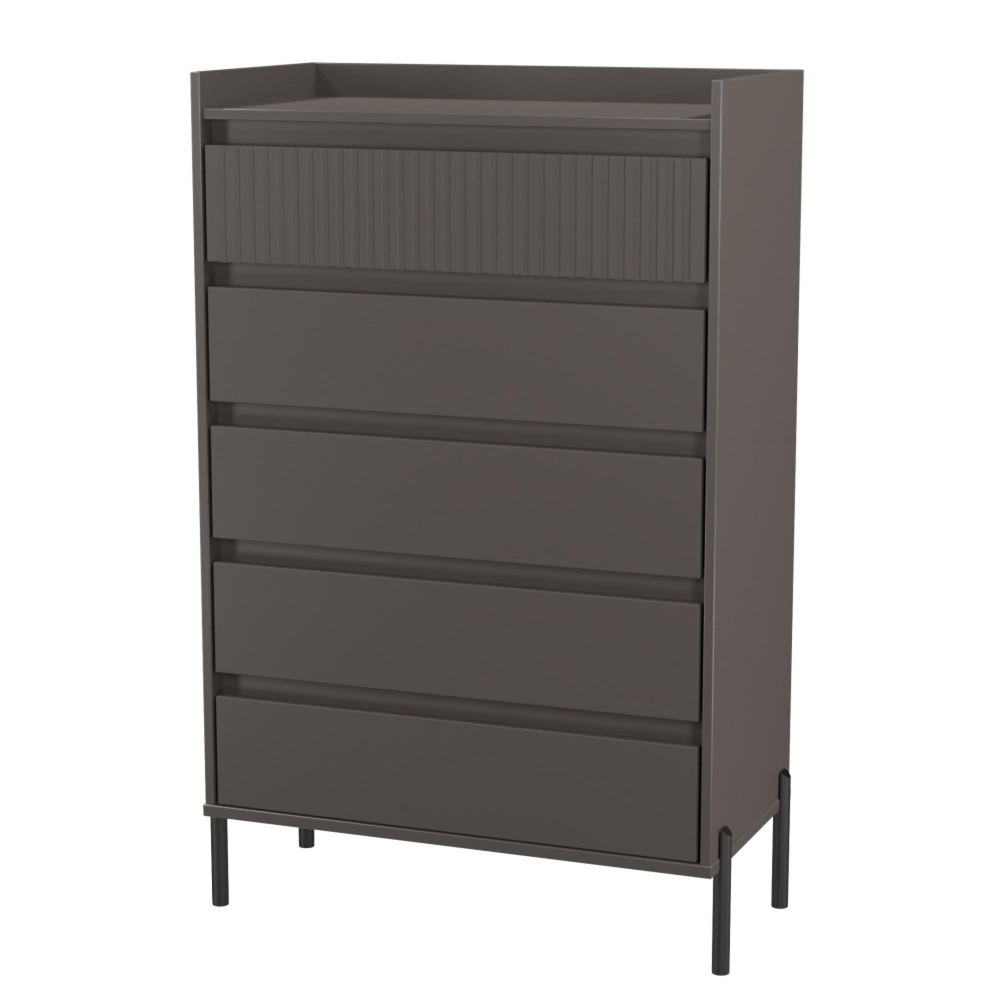 Osaka Chest - 5 Drawer - Wide - Graphite Fluted