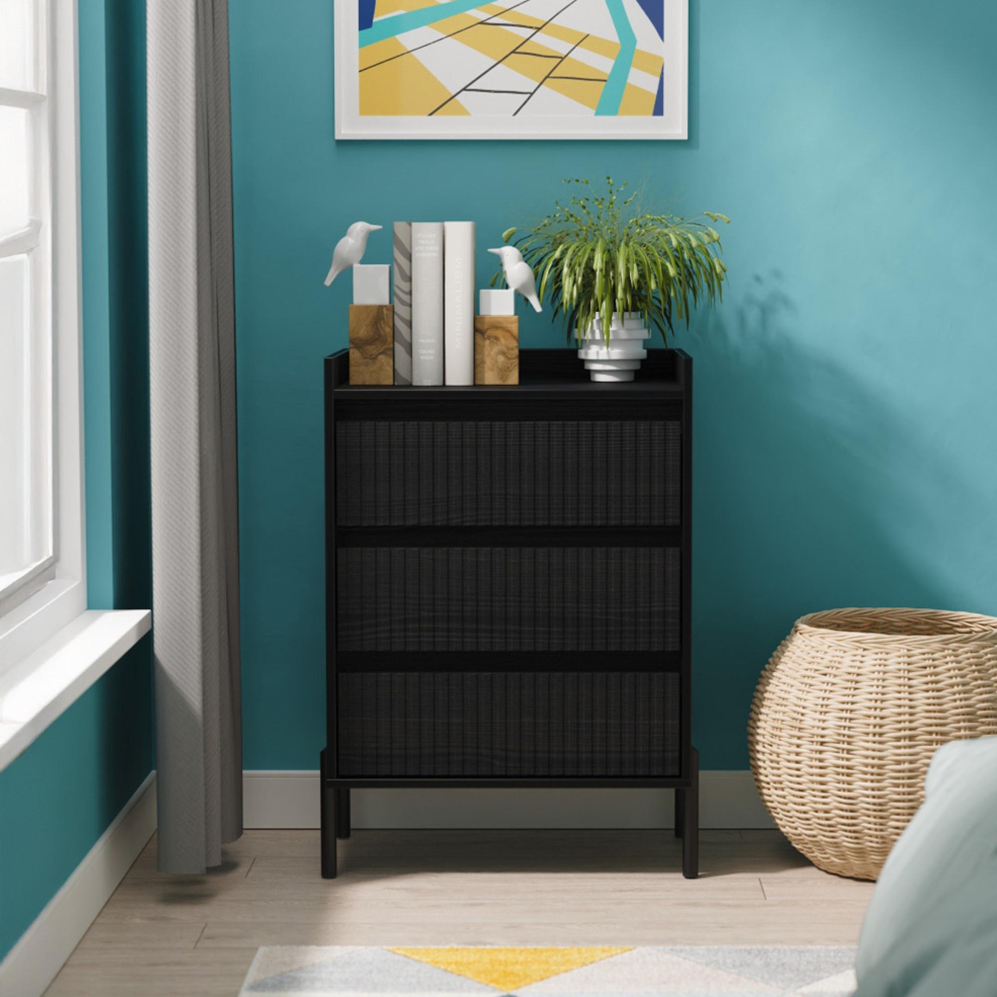 Osaka Chest - 3 Drawer - Midi - Black Ash Fluted