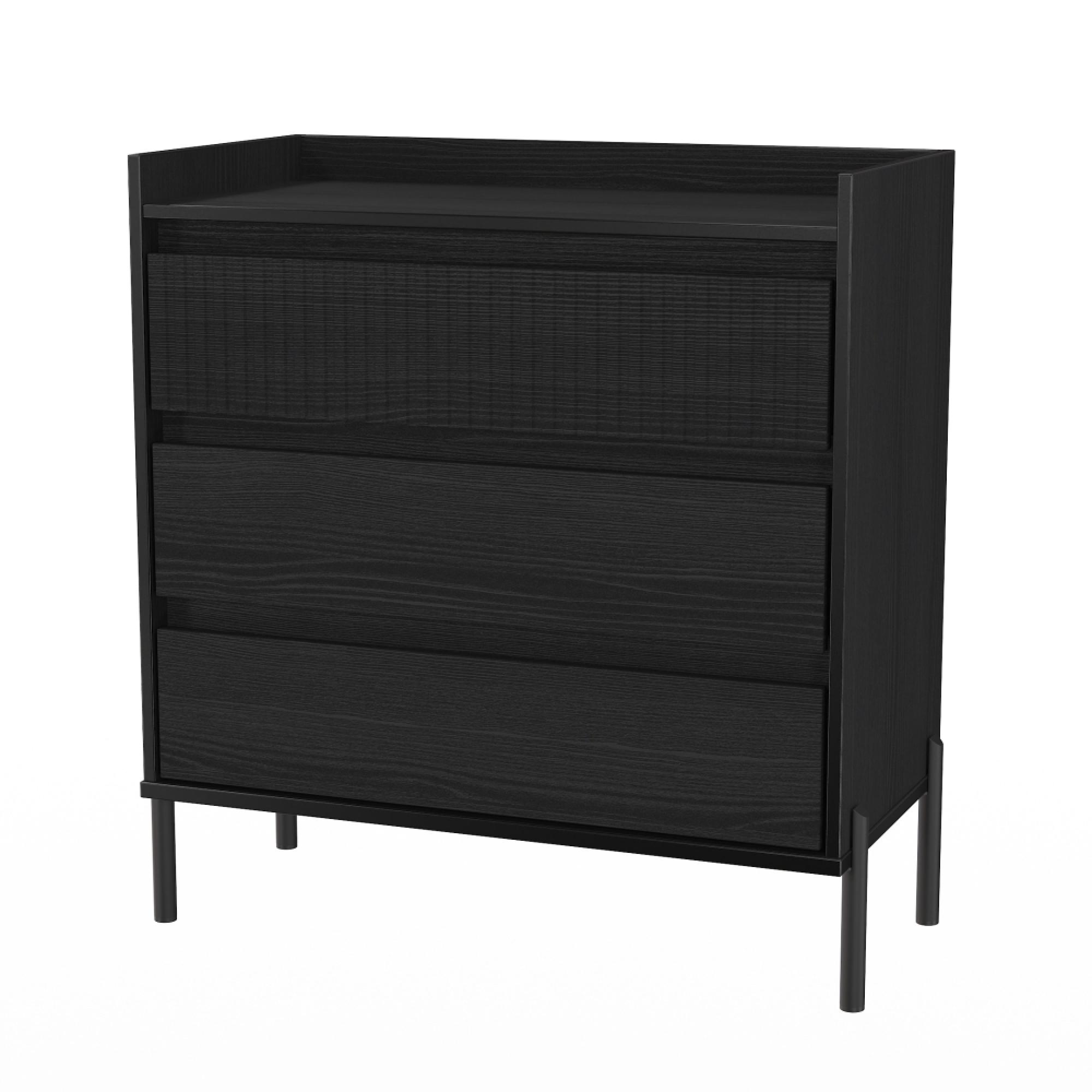 Osaka Chest - 3 Drawer - Black Ash Fluted
