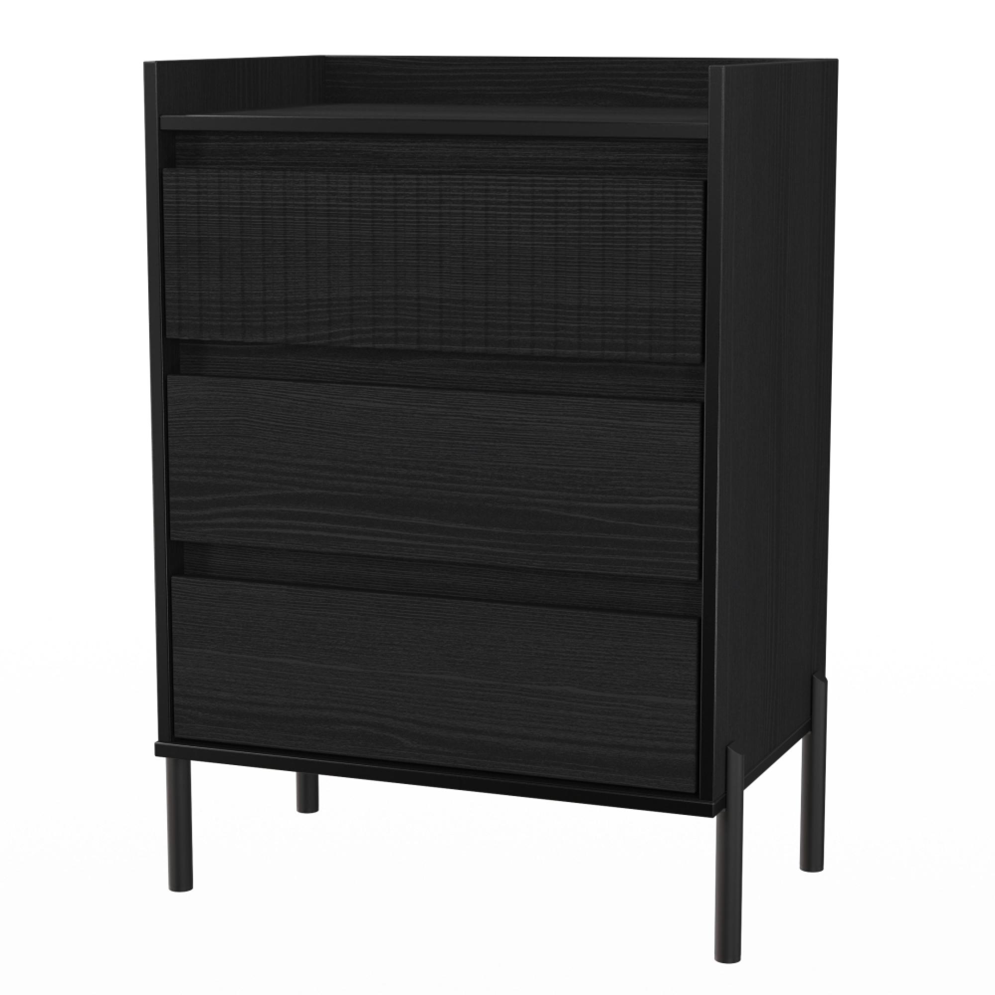 Osaka Chest - 3 Drawer - Midi - Black Ash Fluted