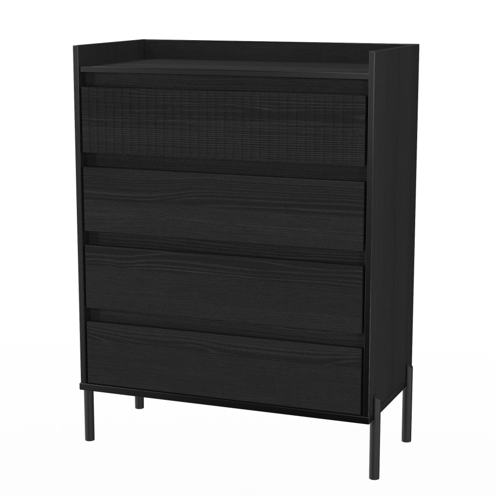 Osaka Chest - 4 Drawer - Black Ash Fluted