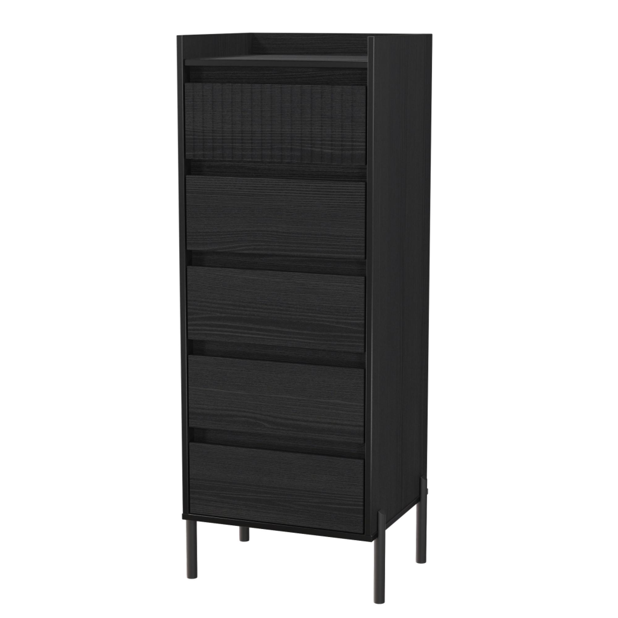 Osaka Chest - 5 Drawer - Narrow - Black Ash Fluted