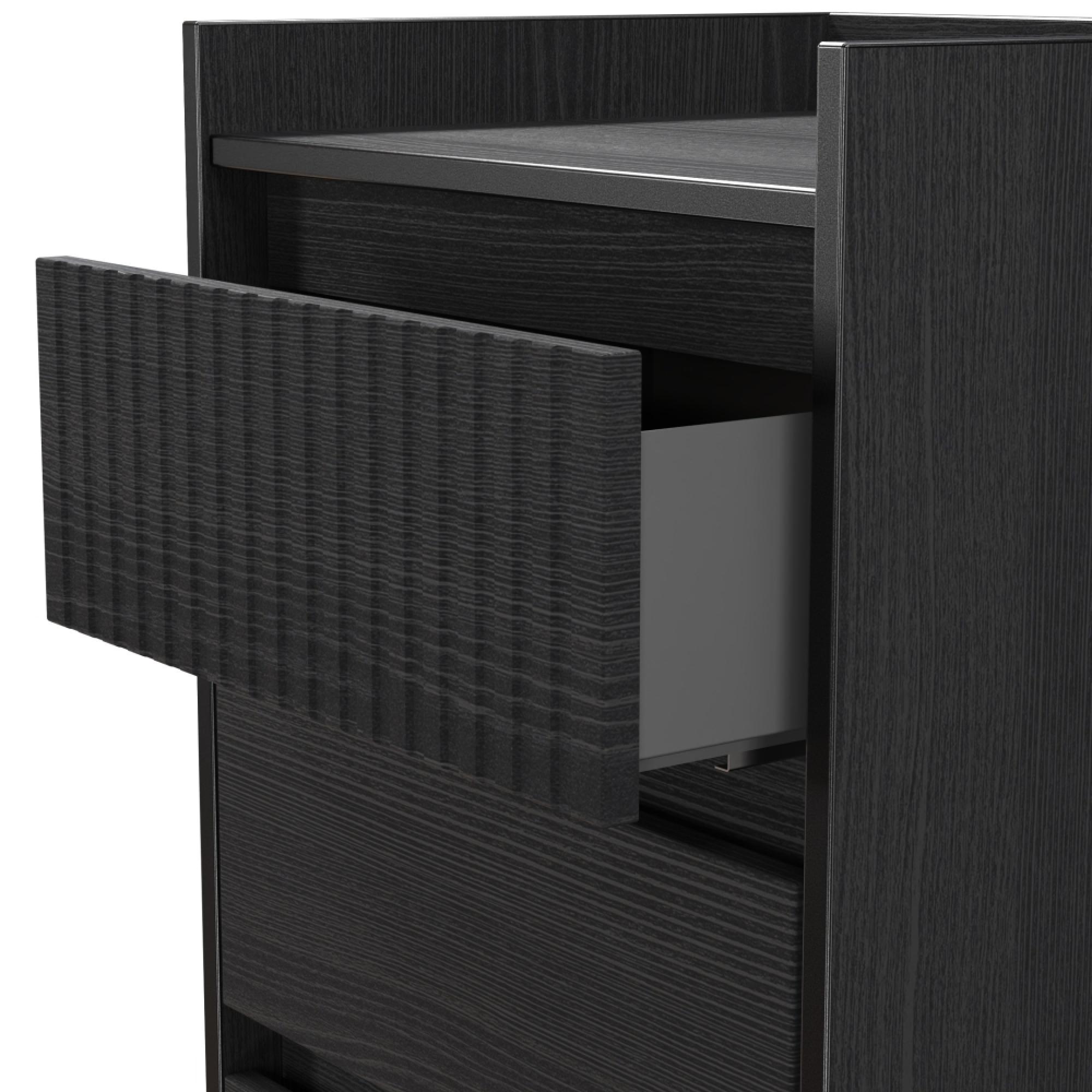Osaka Chest - 5 Drawer - Narrow - Black Ash Fluted
