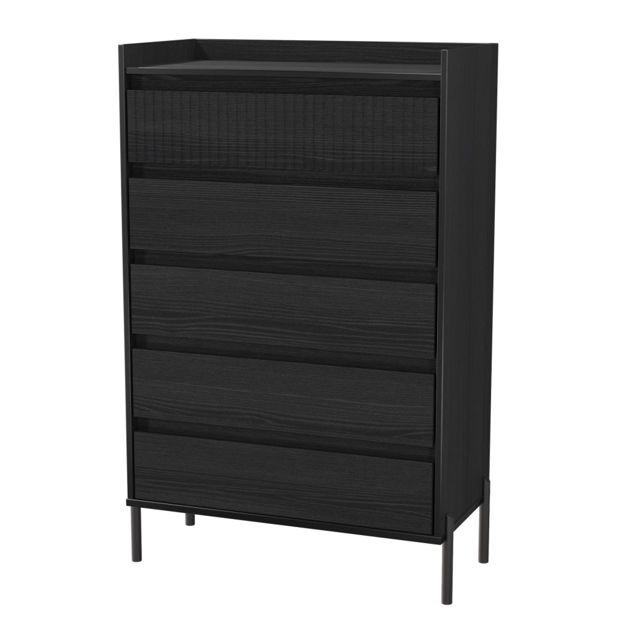 Osaka Chest - 5 Drawer - Wide - Black Ash Fluted