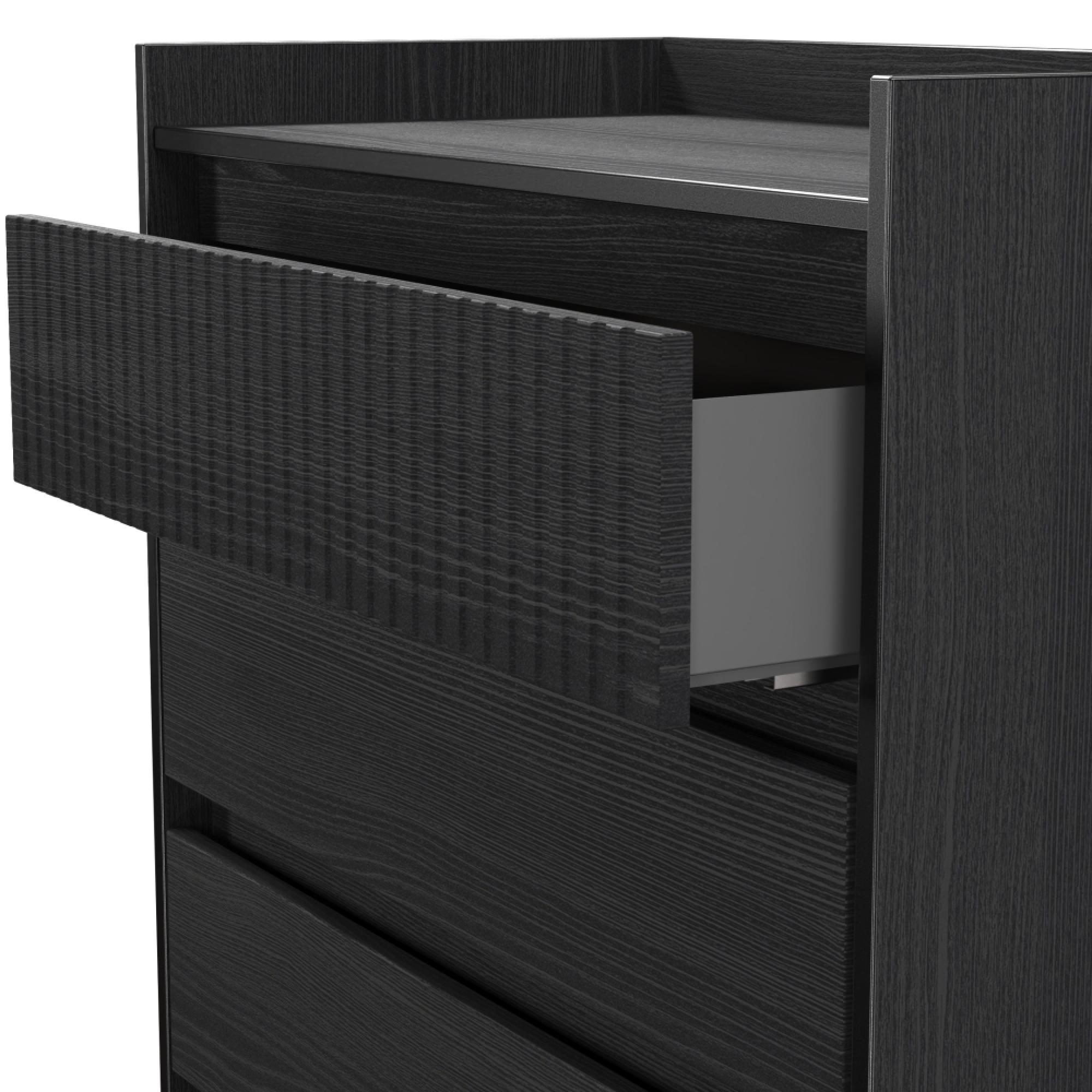 Osaka Chest - 5 Drawer - Wide - Black Ash Fluted