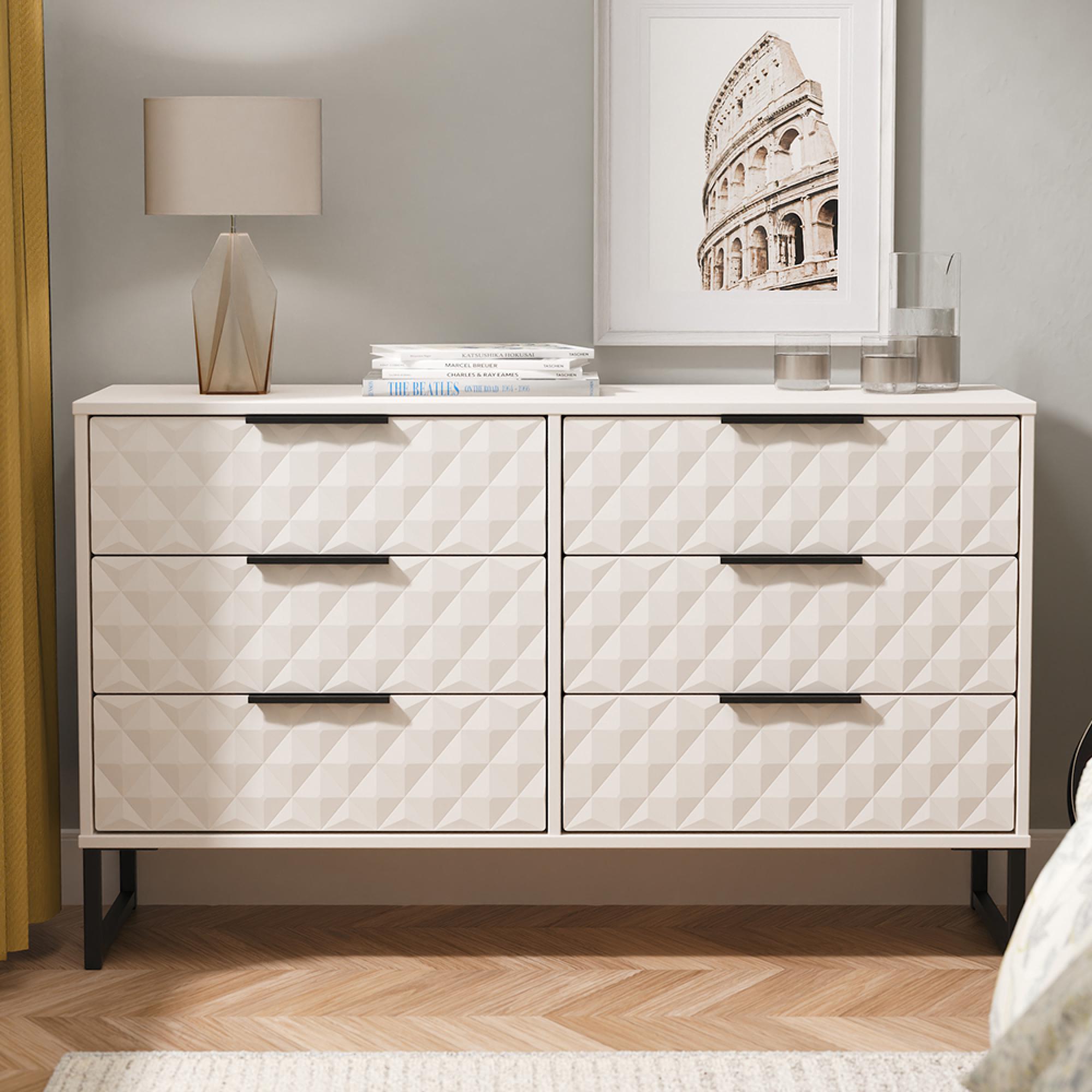 Harlequin Chest - 6 Drawer - Midi - with Hairpin Legs - Kashmir Matt