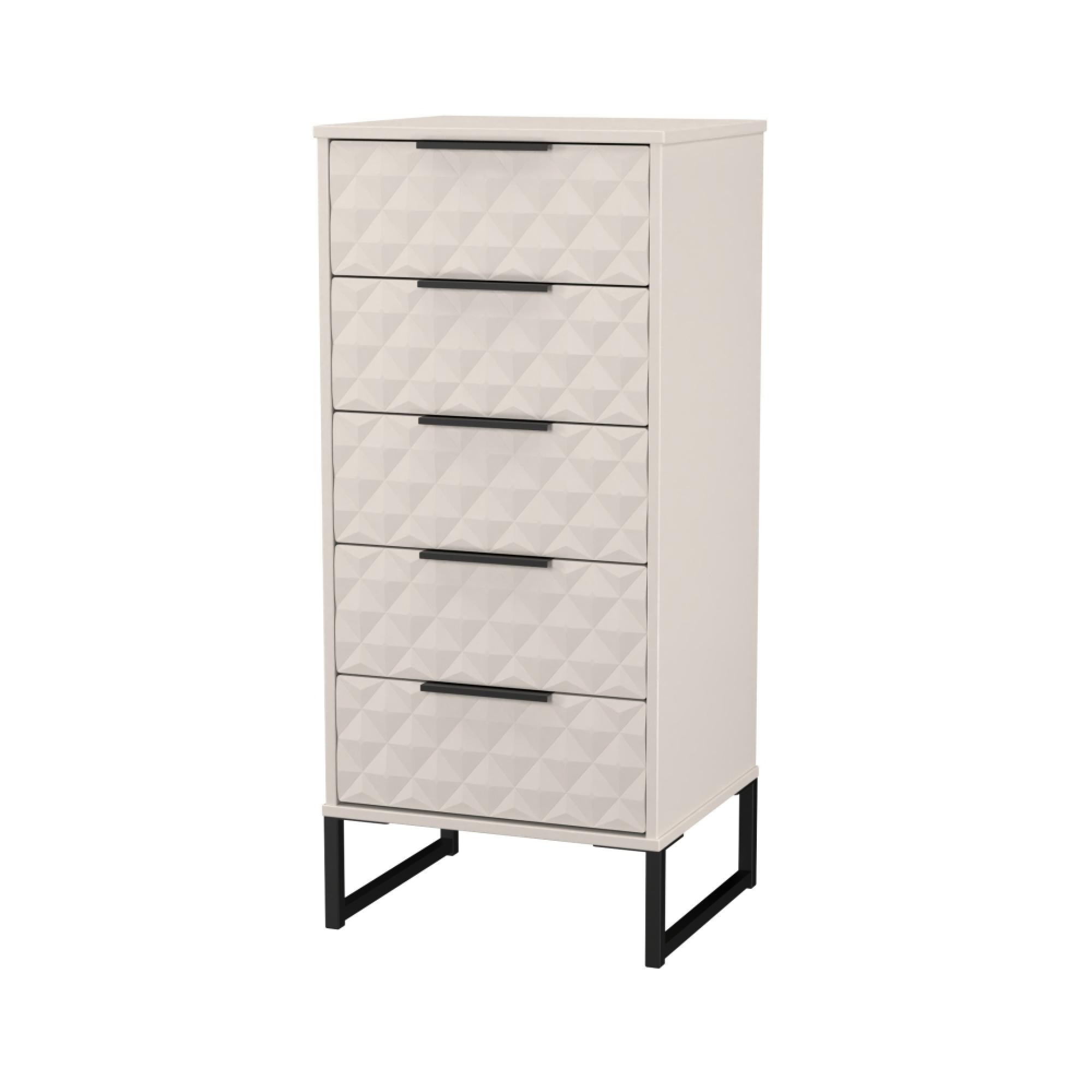 Harlequin Chest - 5 Drawer - Narrow - with Hairpin Legs - Kashmir Matt