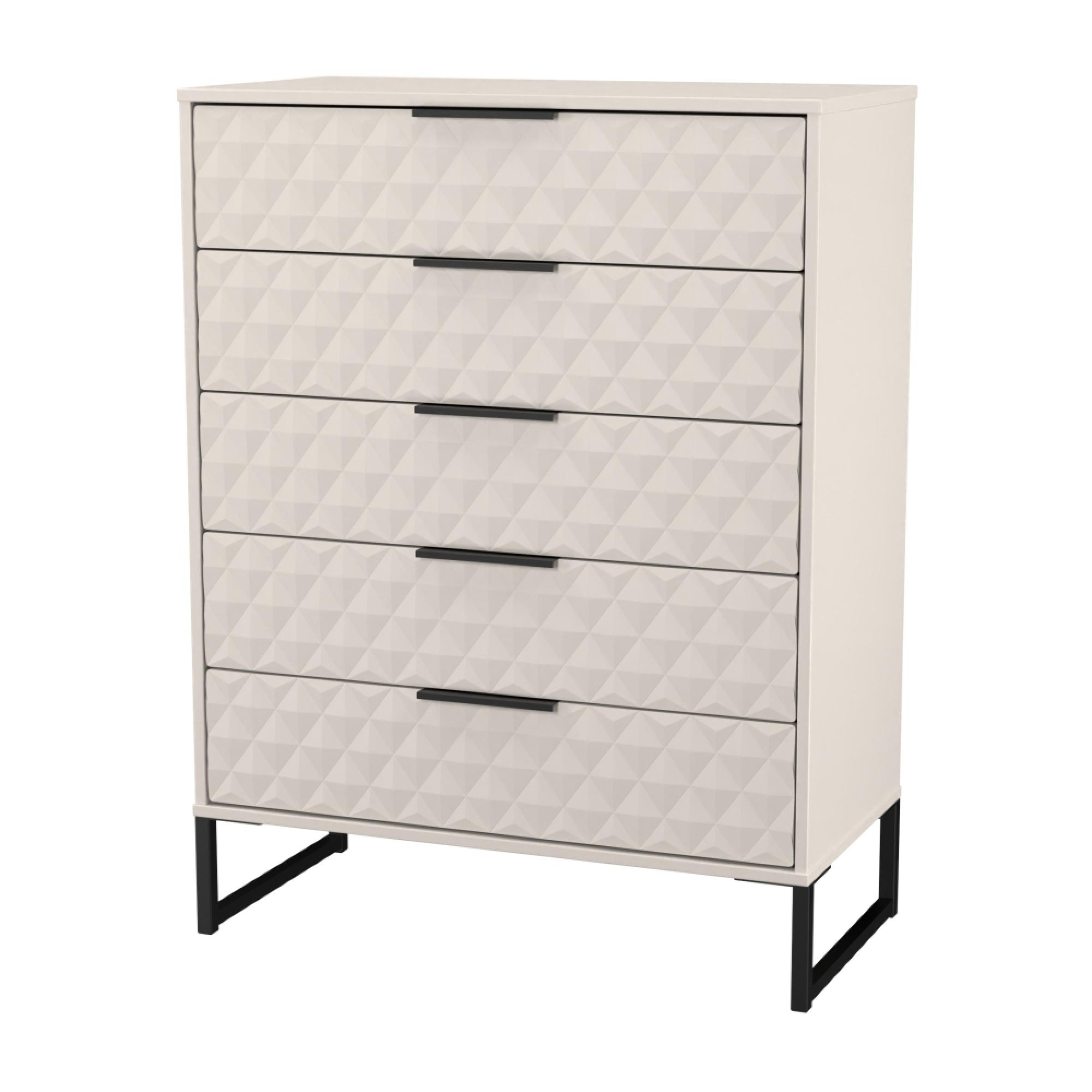 Harlequin Chest - 5 Drawer - Wide - with Hairpin Legs - Kashmir Matt