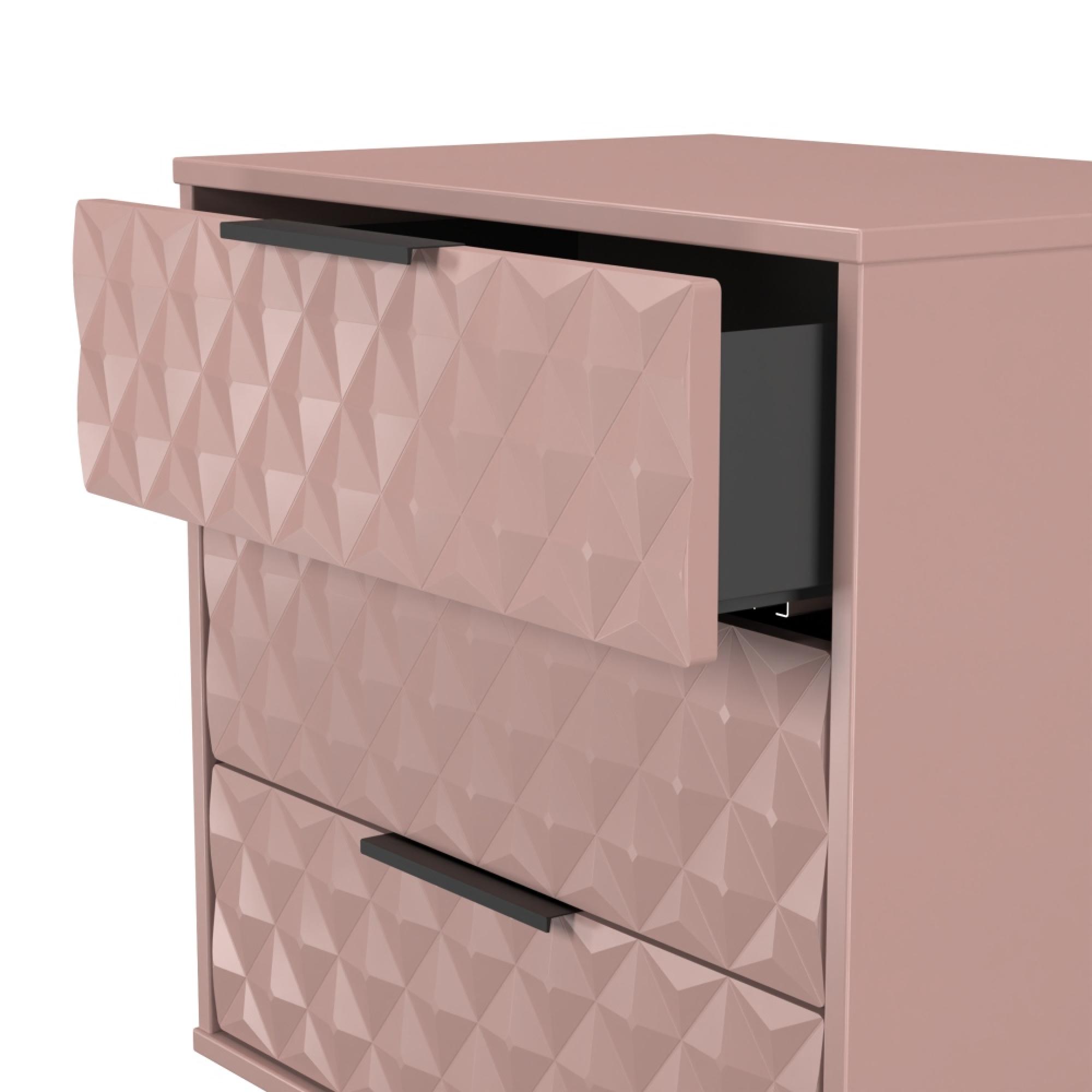 Harlequin Chest - 3 Drawer - Midi - with Hairpin Legs - Kobe Pink