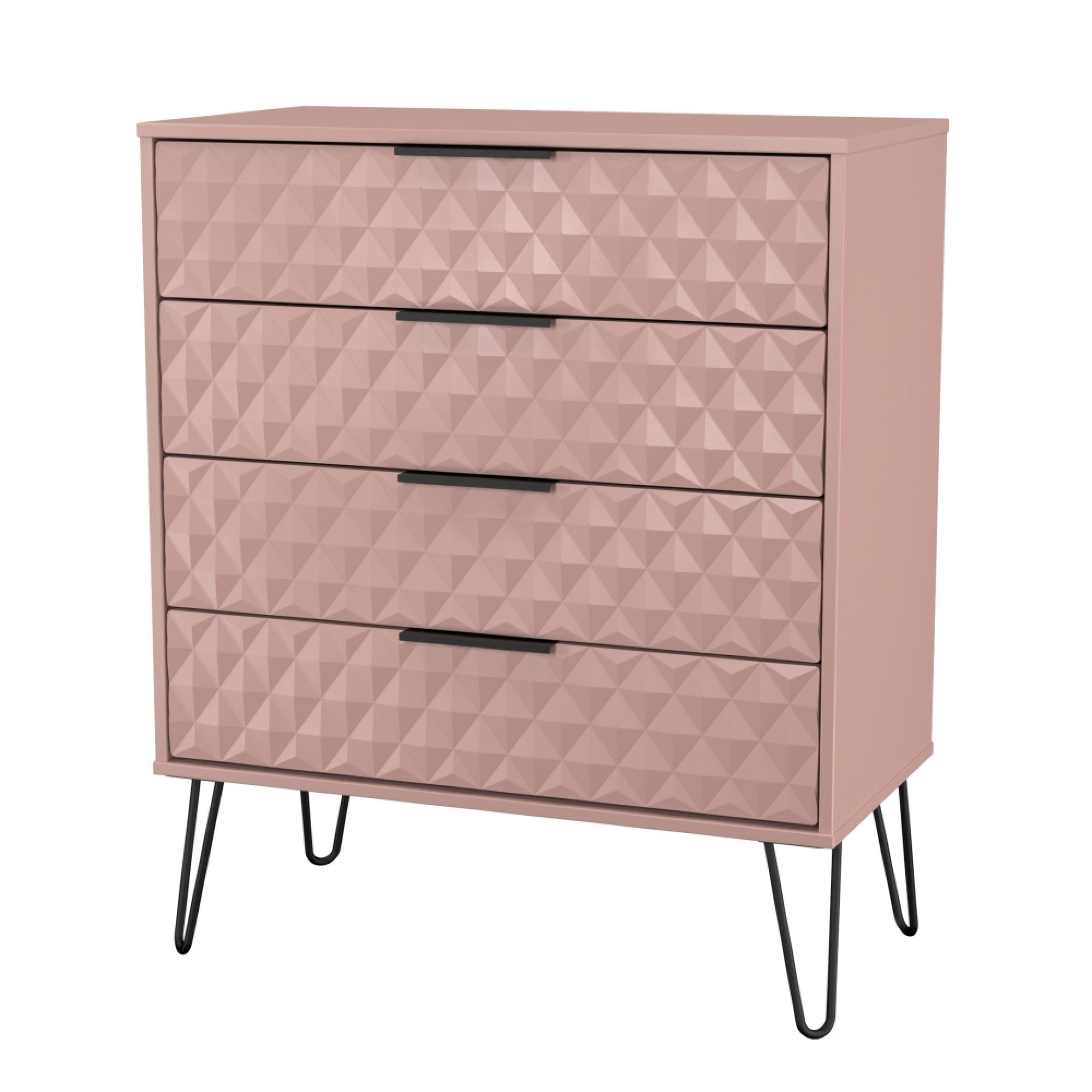 Harlequin Chest - 4 Drawer - with Hairpin Legs - Kobe Pink