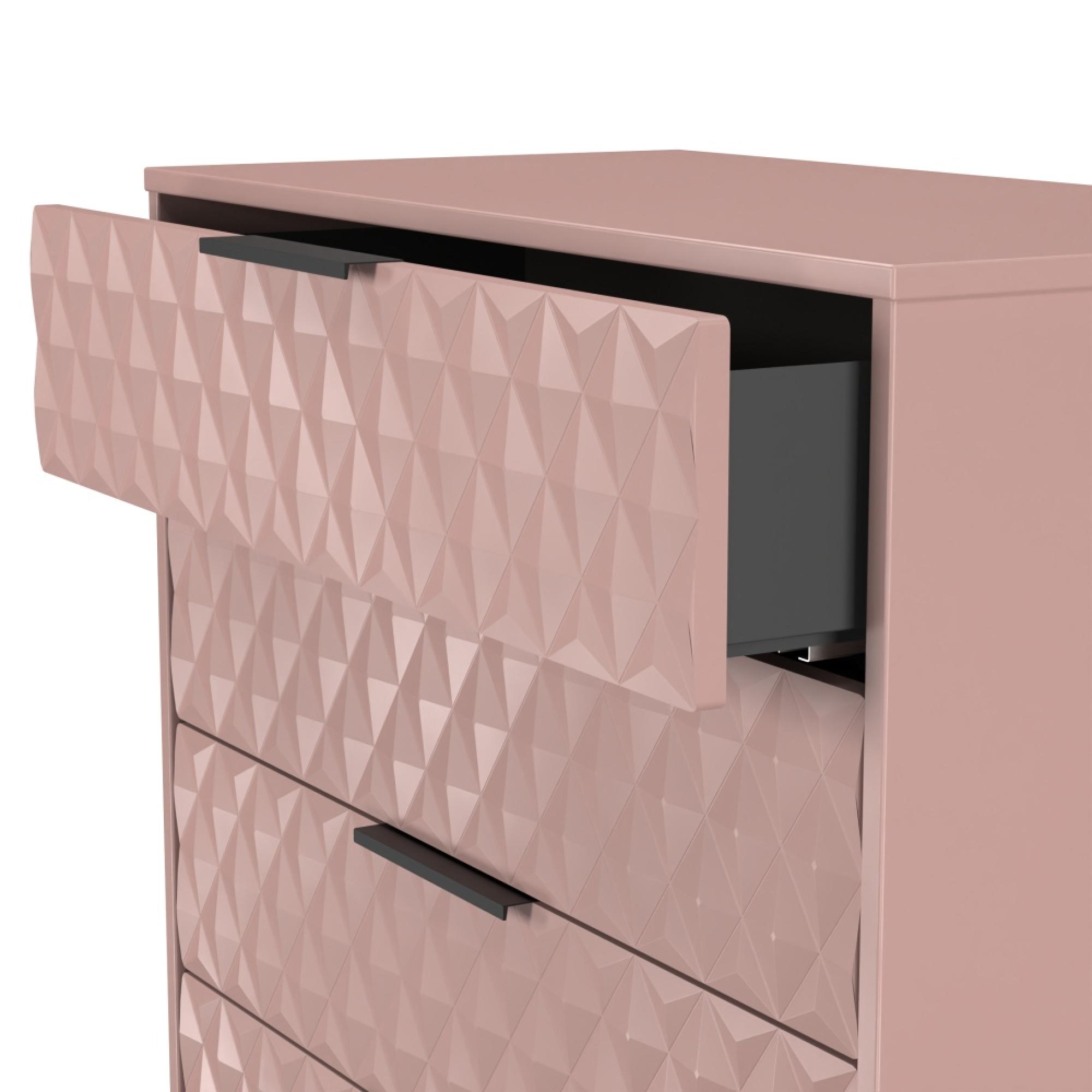 Harlequin Chest - 5 Drawer - Wide - with Hairpin Legs - Kobe Pink