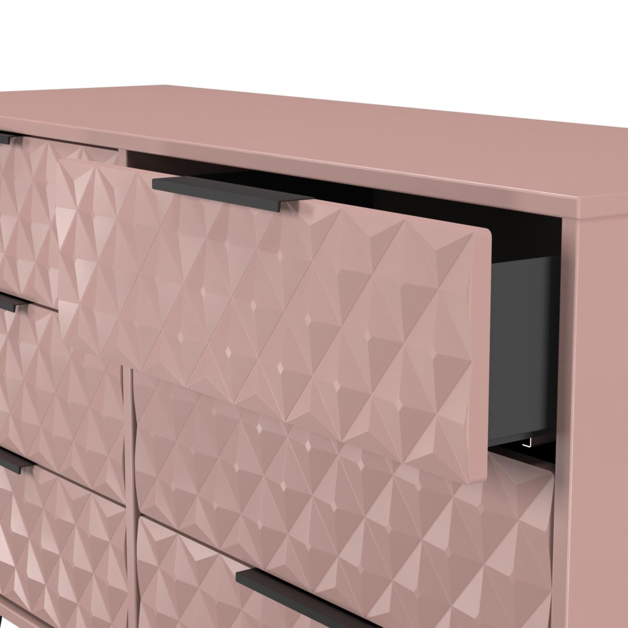 Harlequin Chest - 6 Drawer - Midi - with Hairpin Legs - Kobe Pink