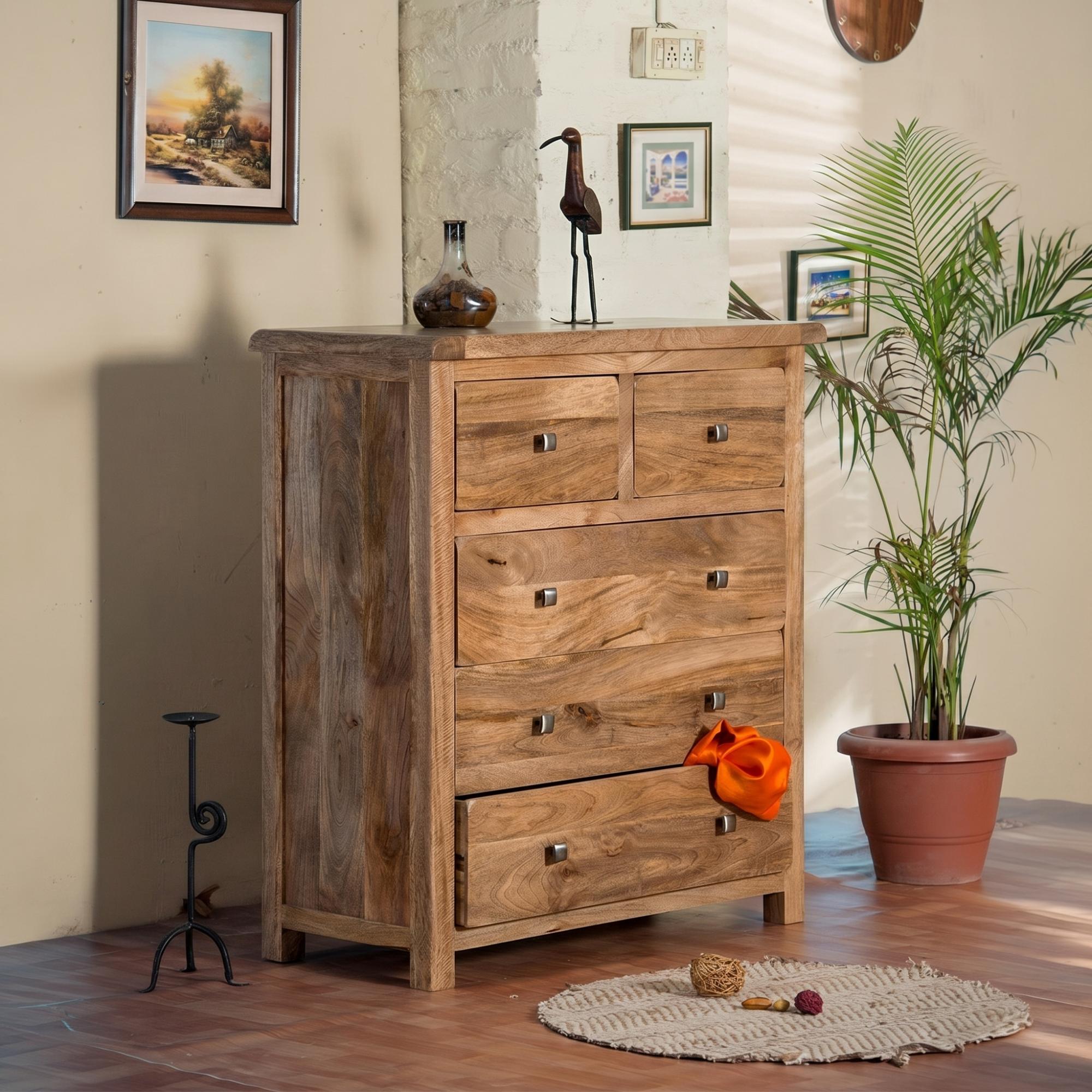 Odisha Chest - 2+3 Drawer - Solid Mango Wood
