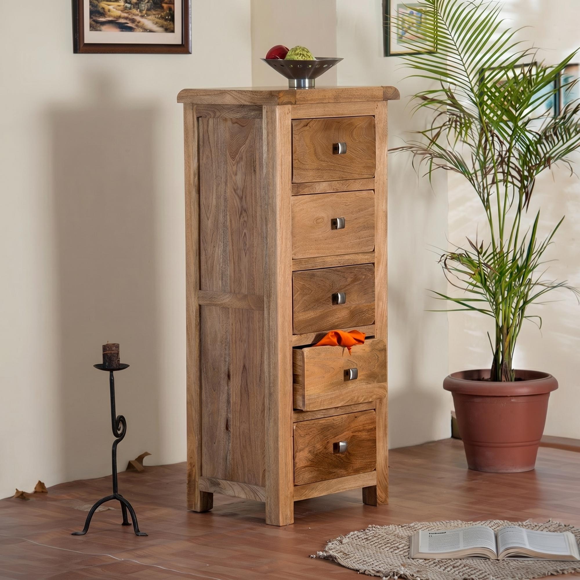 Odisha Chest - 5 Drawer - Narrow - Solid Mango Wood