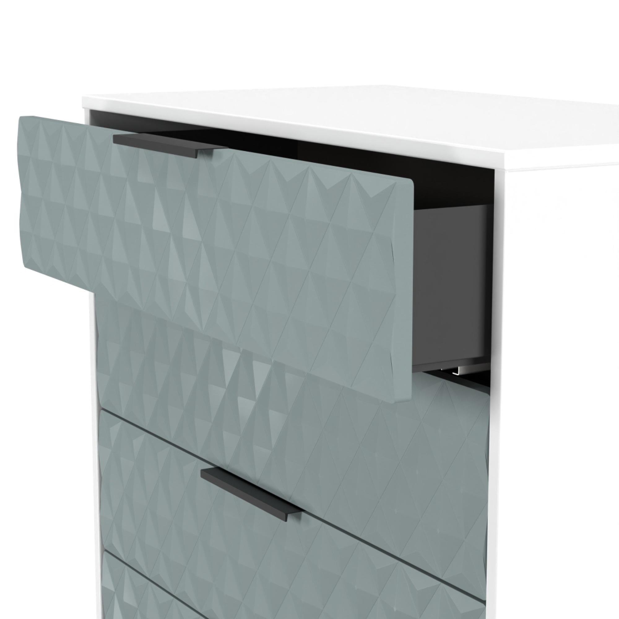 Harlequin Chest - 5 Drawer - Wide - with Hairpin Legs - Duck and White Matt