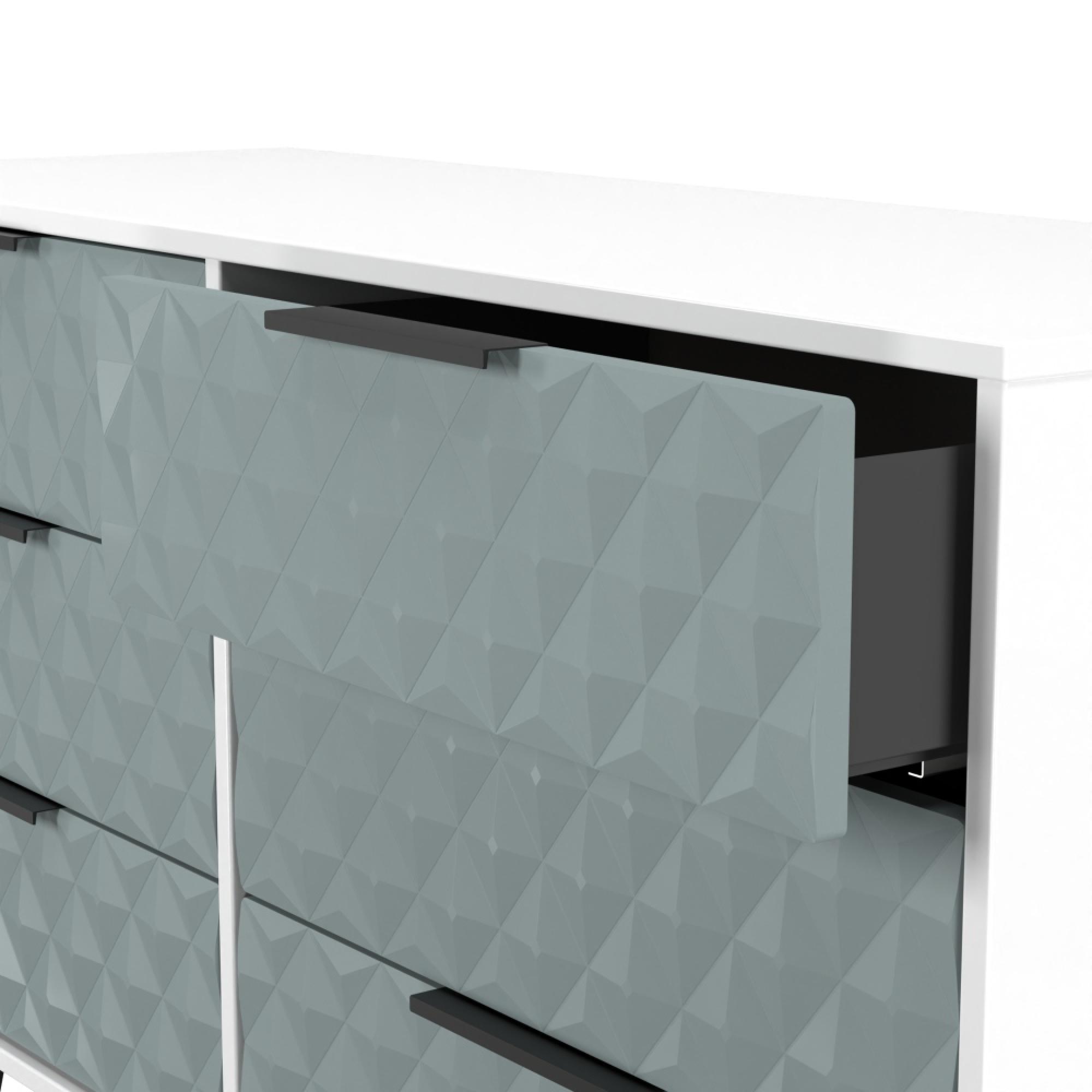 Harlequin Chest - 6 Drawer - Midi - with Hairpin Legs - Duck and White Matt
