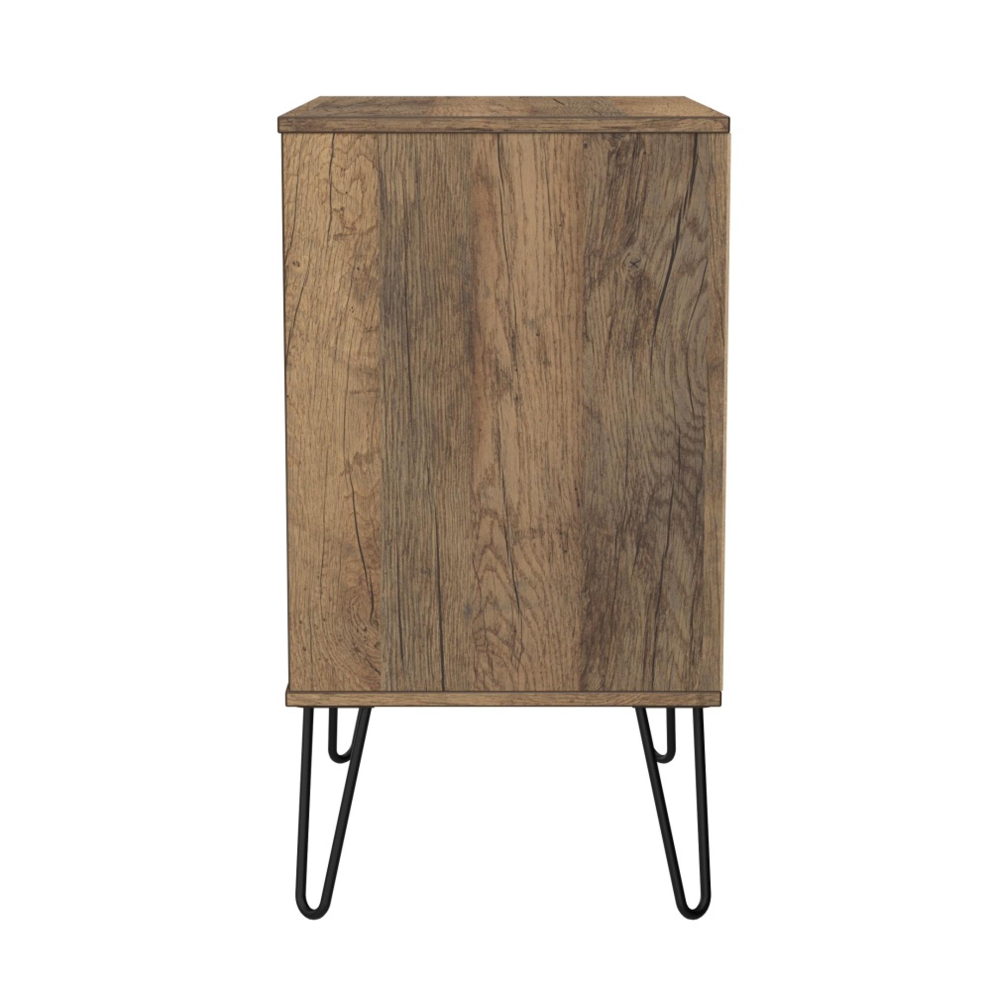 Harlequin Chest - 3 Drawer - Midi - with Hairpin Legs - White Matt and Vintage Oak