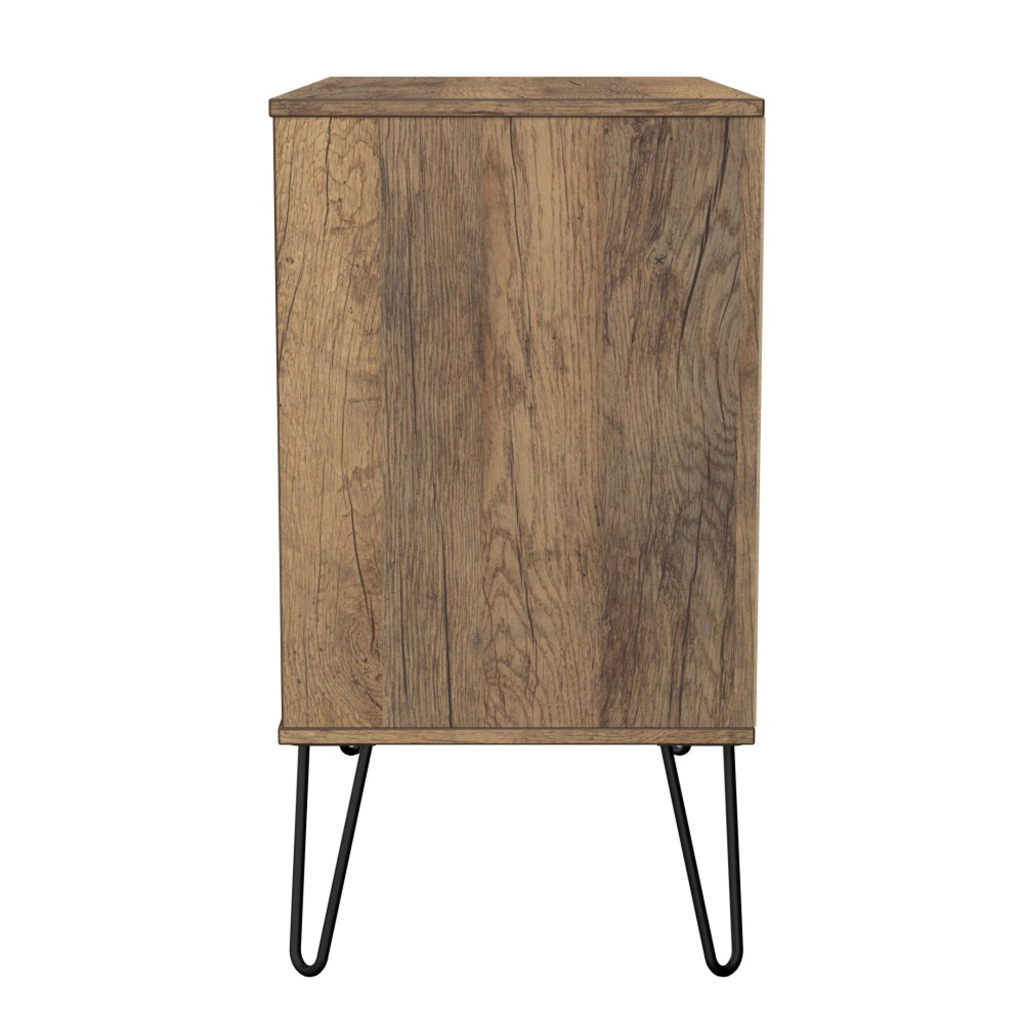 Harlequin Chest - 3 Drawer - with Hairpin Legs - White Matt and Vintage Oak