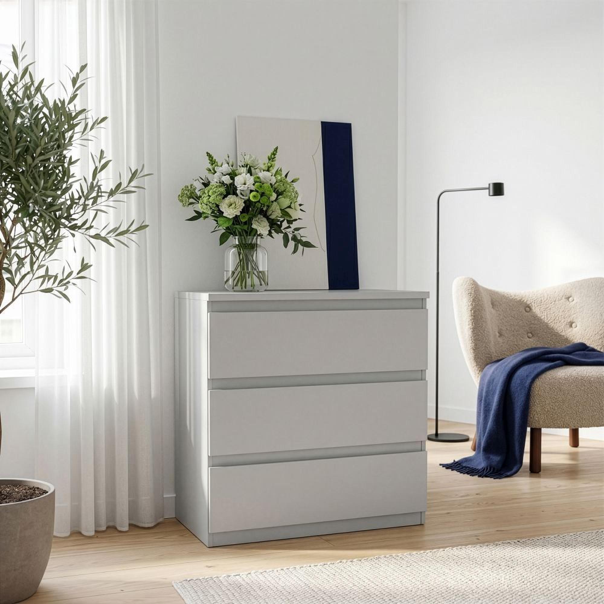 Edmore Chest - 3 Drawer - Wide - Light Grey