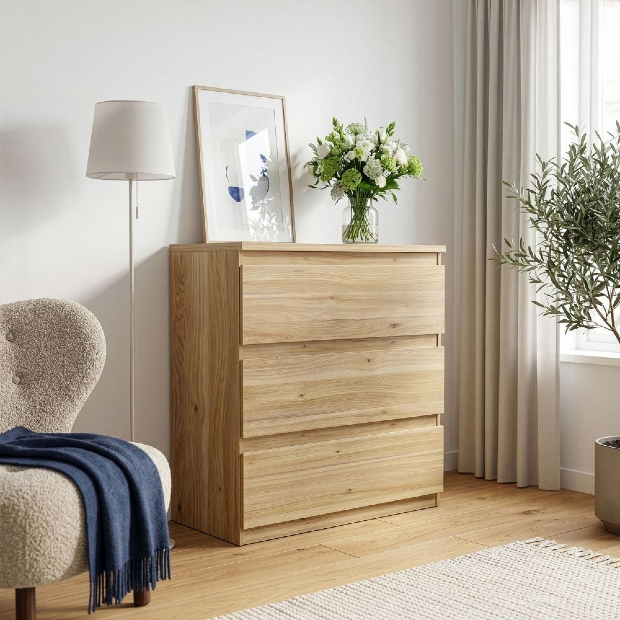 Edmore Chest - 3 Drawer - Wide - Light Oak