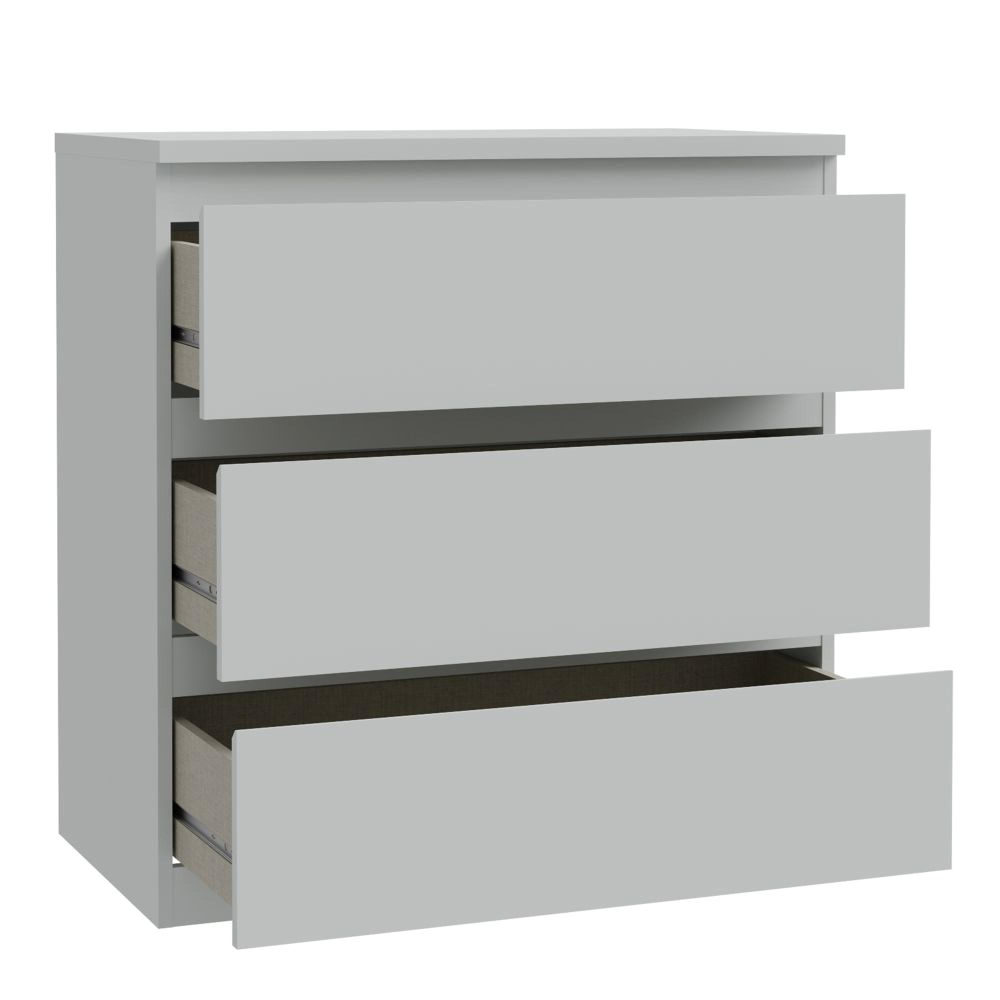 Edmore Chest - 3 Drawer - Wide - Light Grey