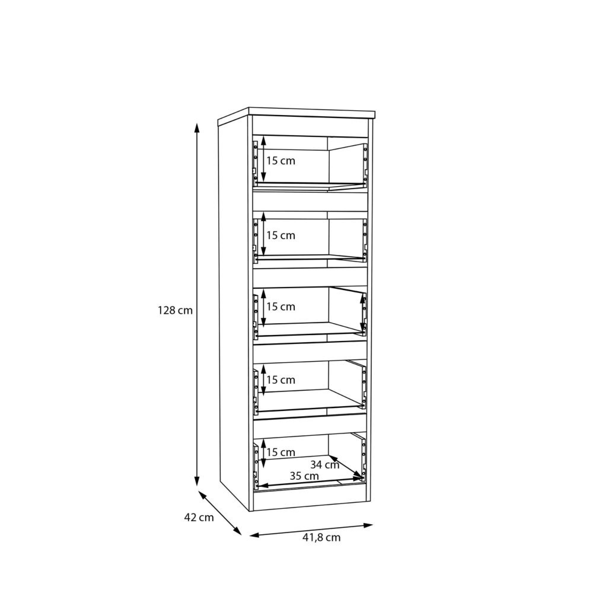 Edmore Chest - 5 Drawer - Tall - Light Oak