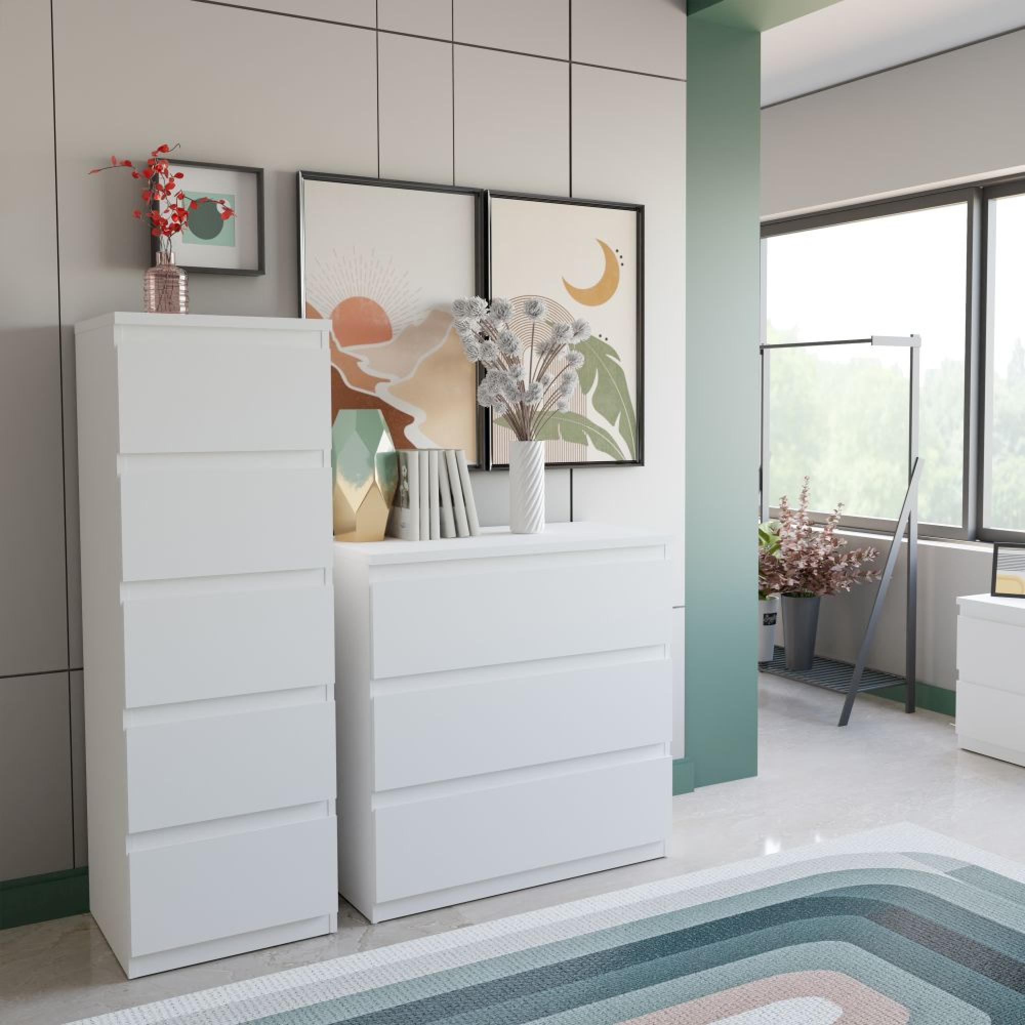 Edmore Chest - 5 Drawer - Tall - White