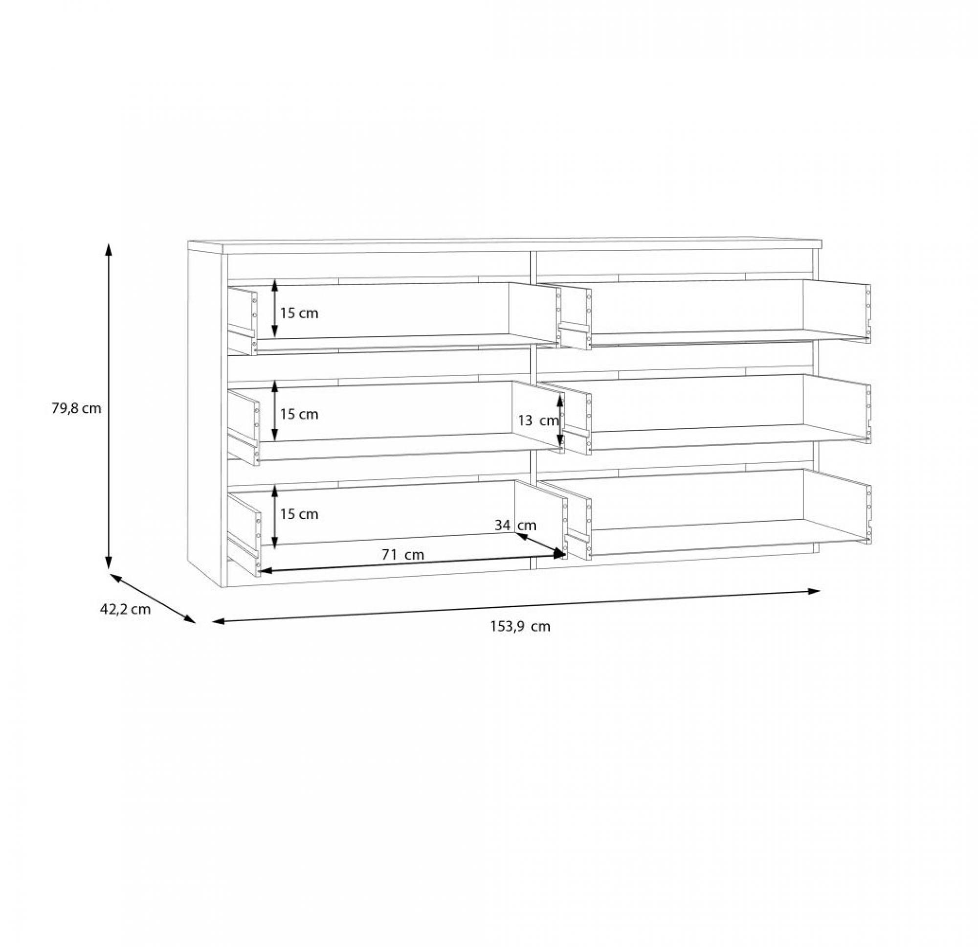 Edmore Chest - 6 Drawer - Large - White