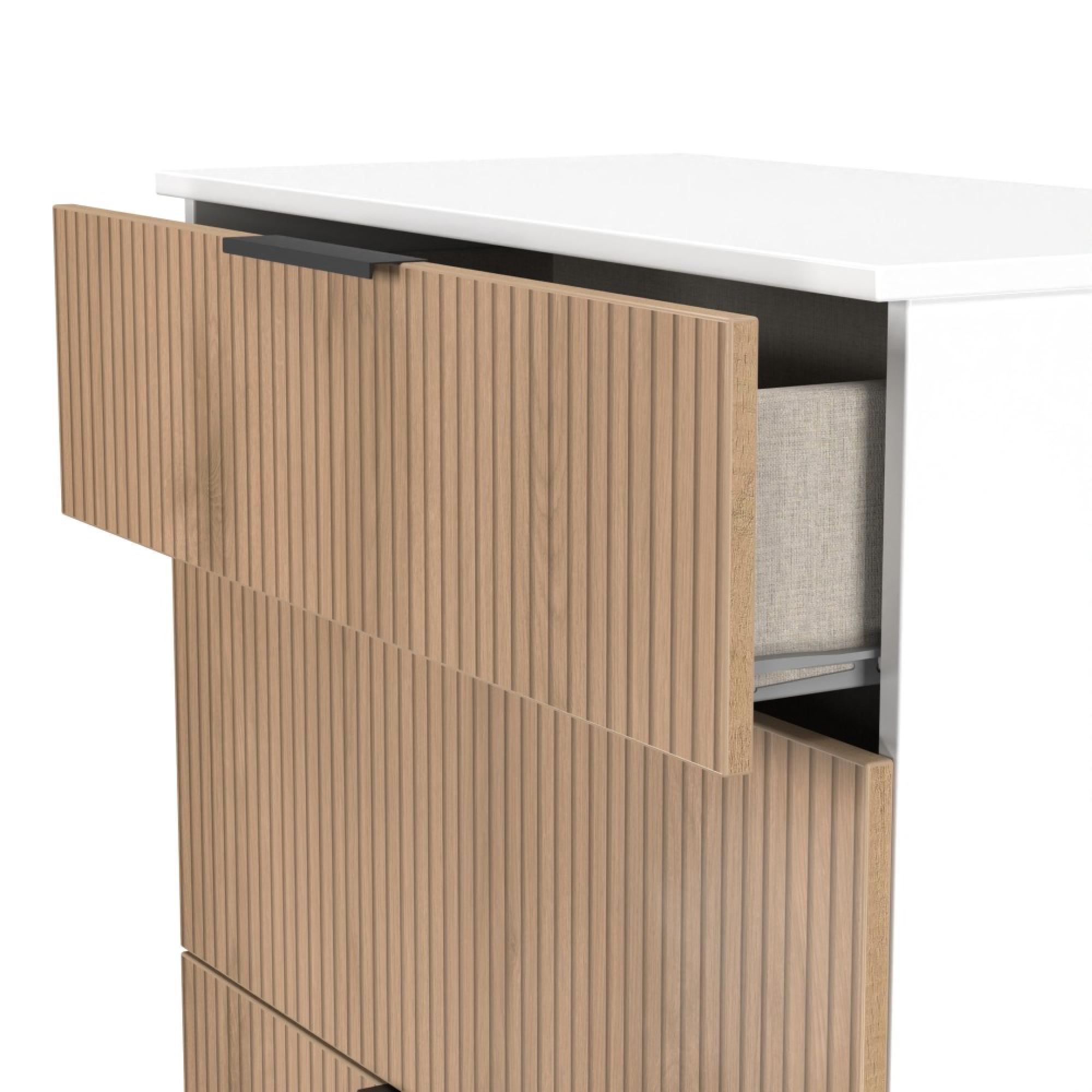 Java Fluted Chest - 3 Drawer - Deep - Natural and White