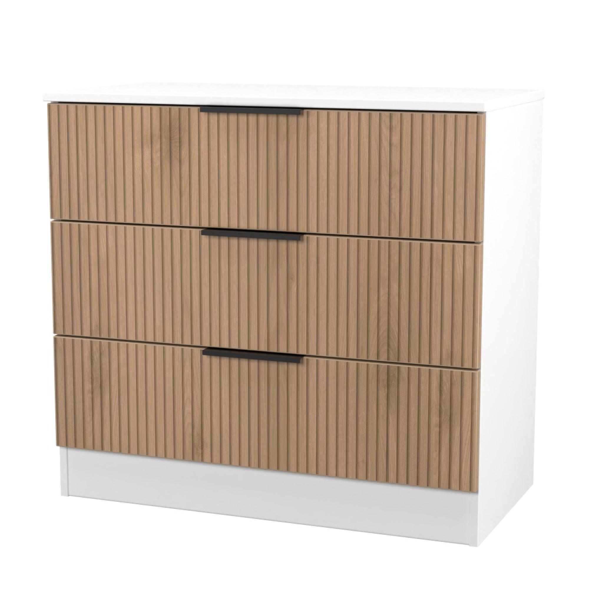 Java Fluted Chest - 3 Drawer - Natural and White