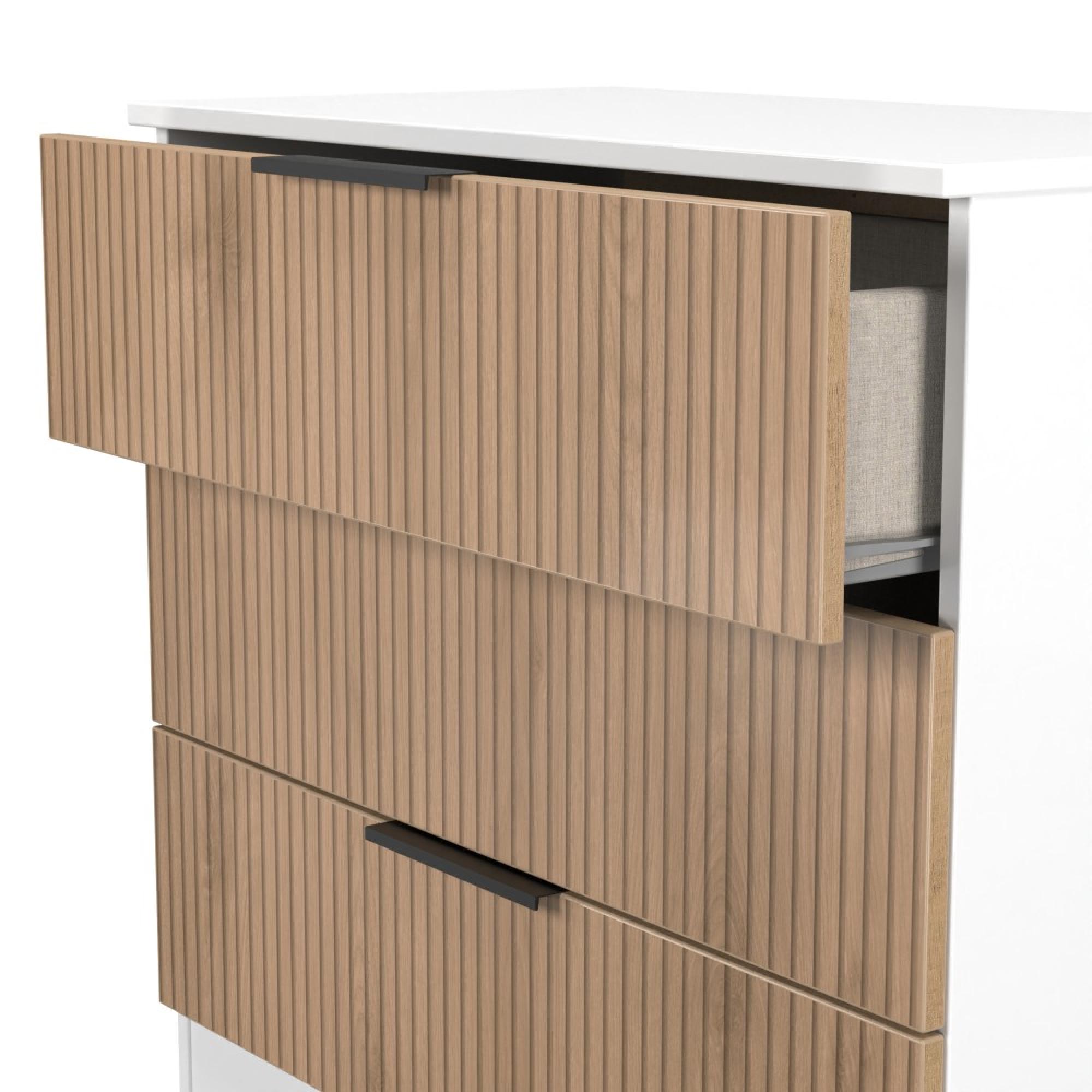 Java Fluted Chest - 3 Drawer - Natural and White