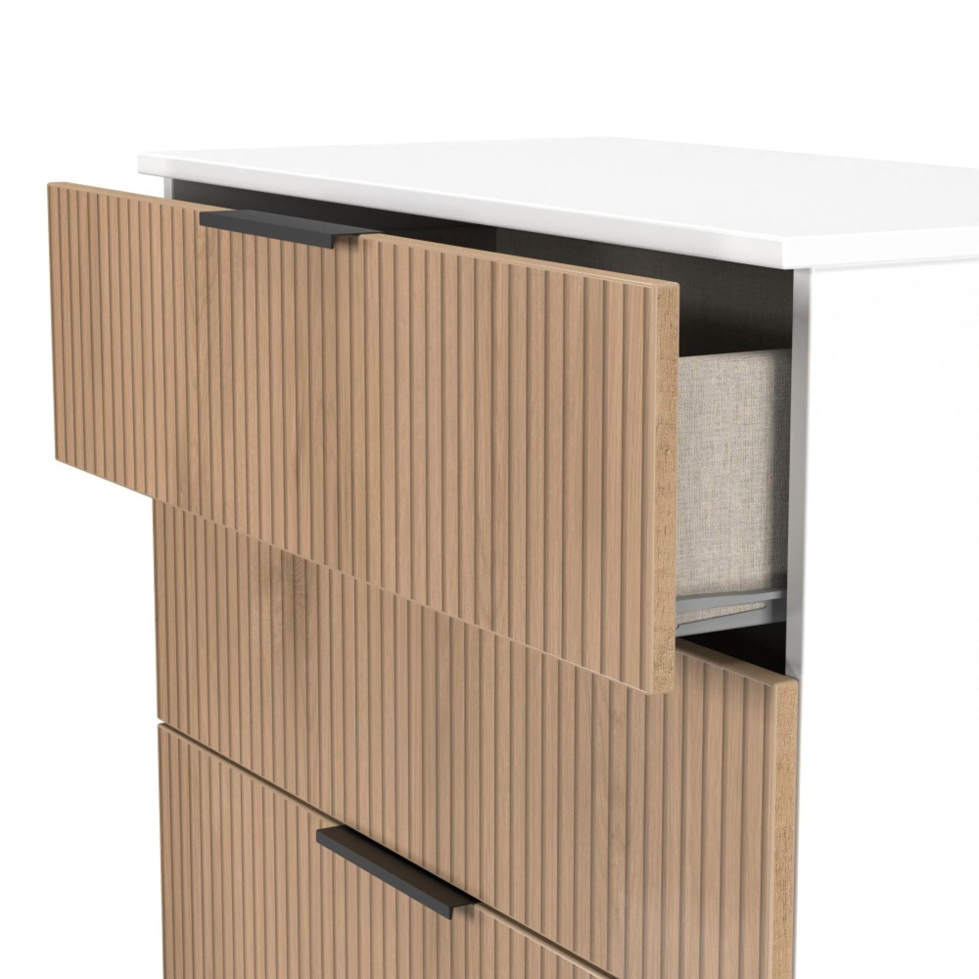 Java Fluted Chest - 4 Drawer - Deep - Natural and White