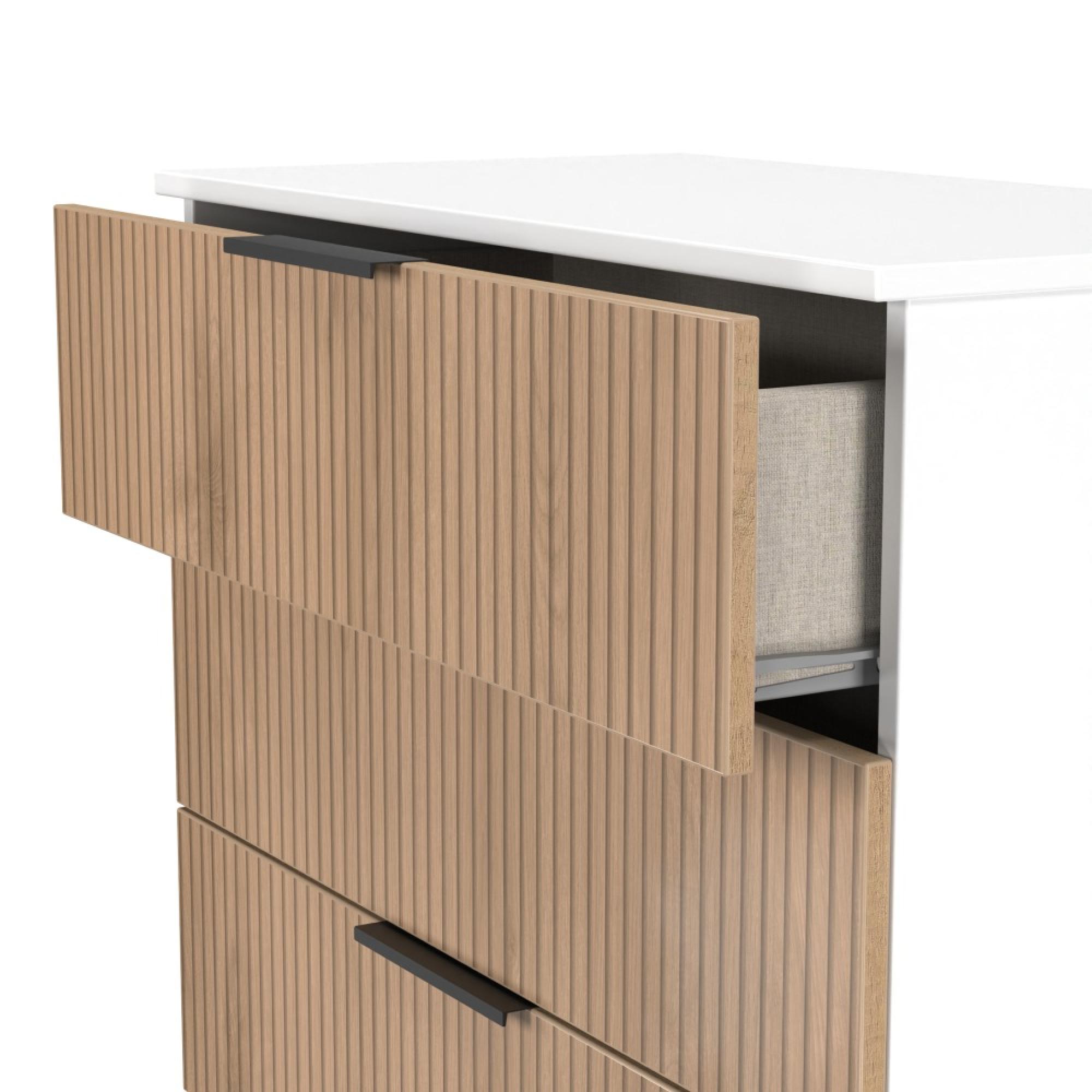 Java Fluted Chest - 4 Drawer - Natural and White