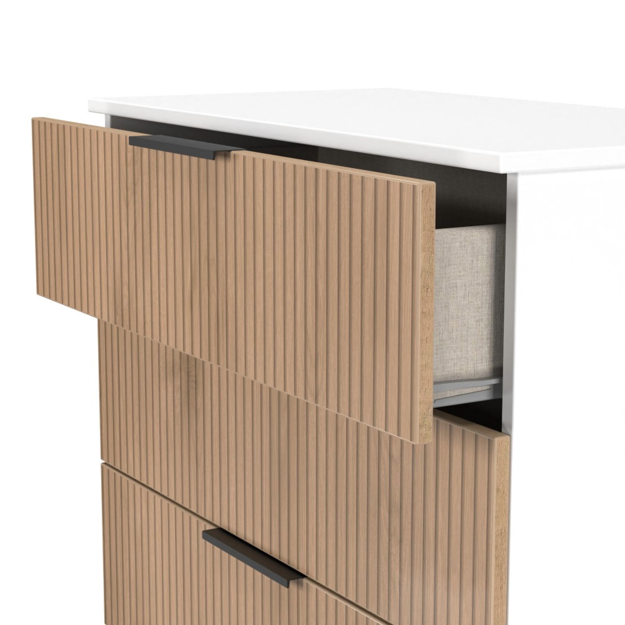 Java Fluted Chest - 5 Drawer - Wide - Natural and White