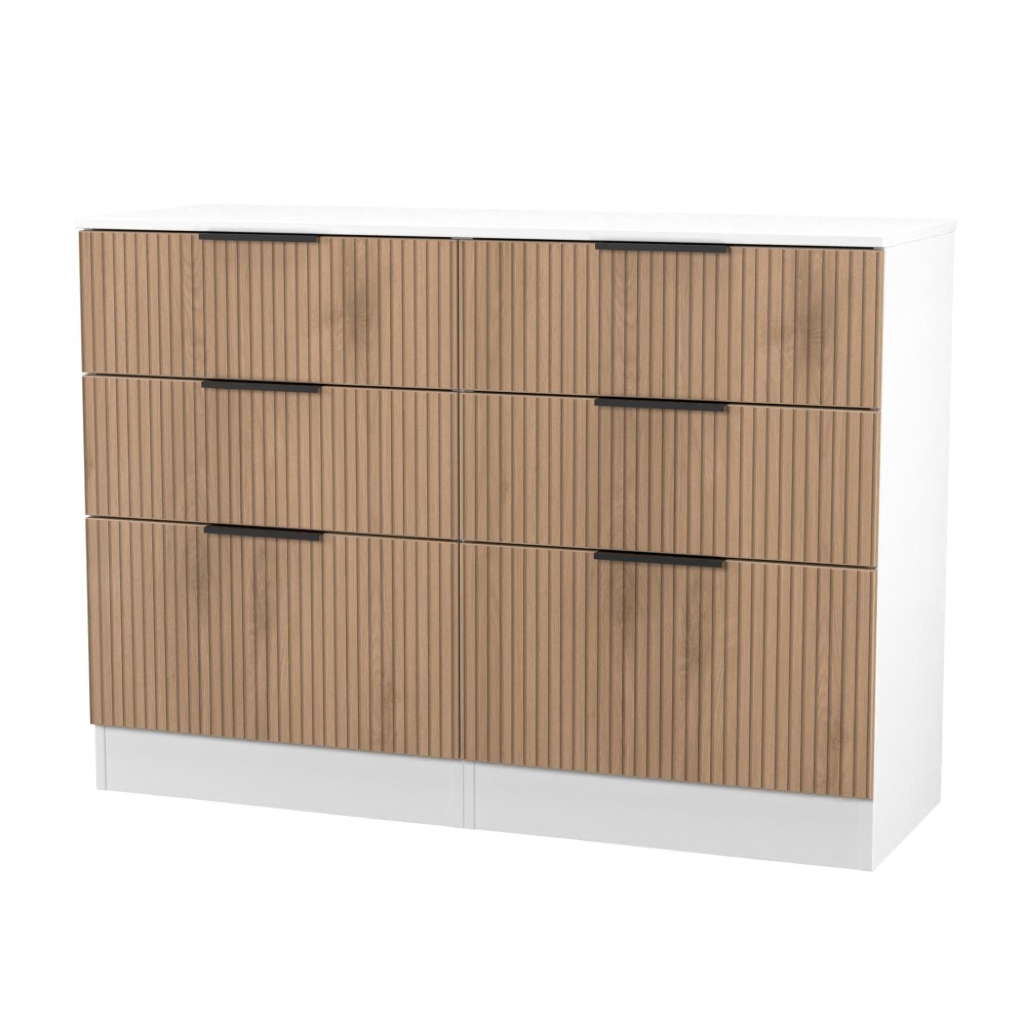 Java Fluted Chest - 6 Drawer - Midi - Natural and White