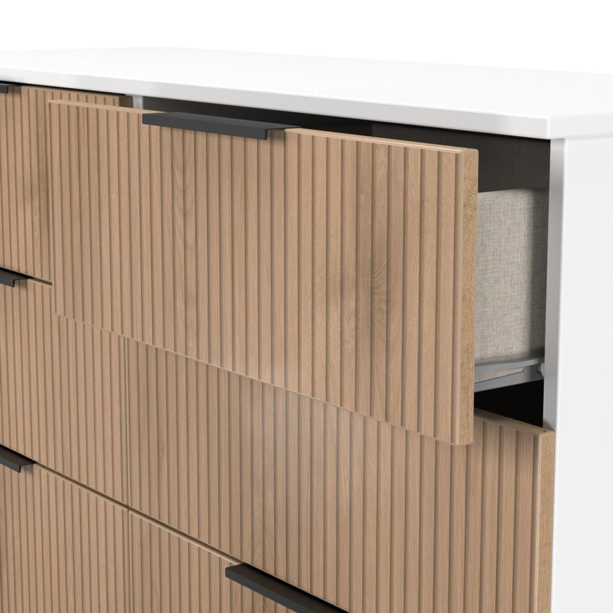 Java Fluted Chest - 6 Drawer - Midi - Natural and White