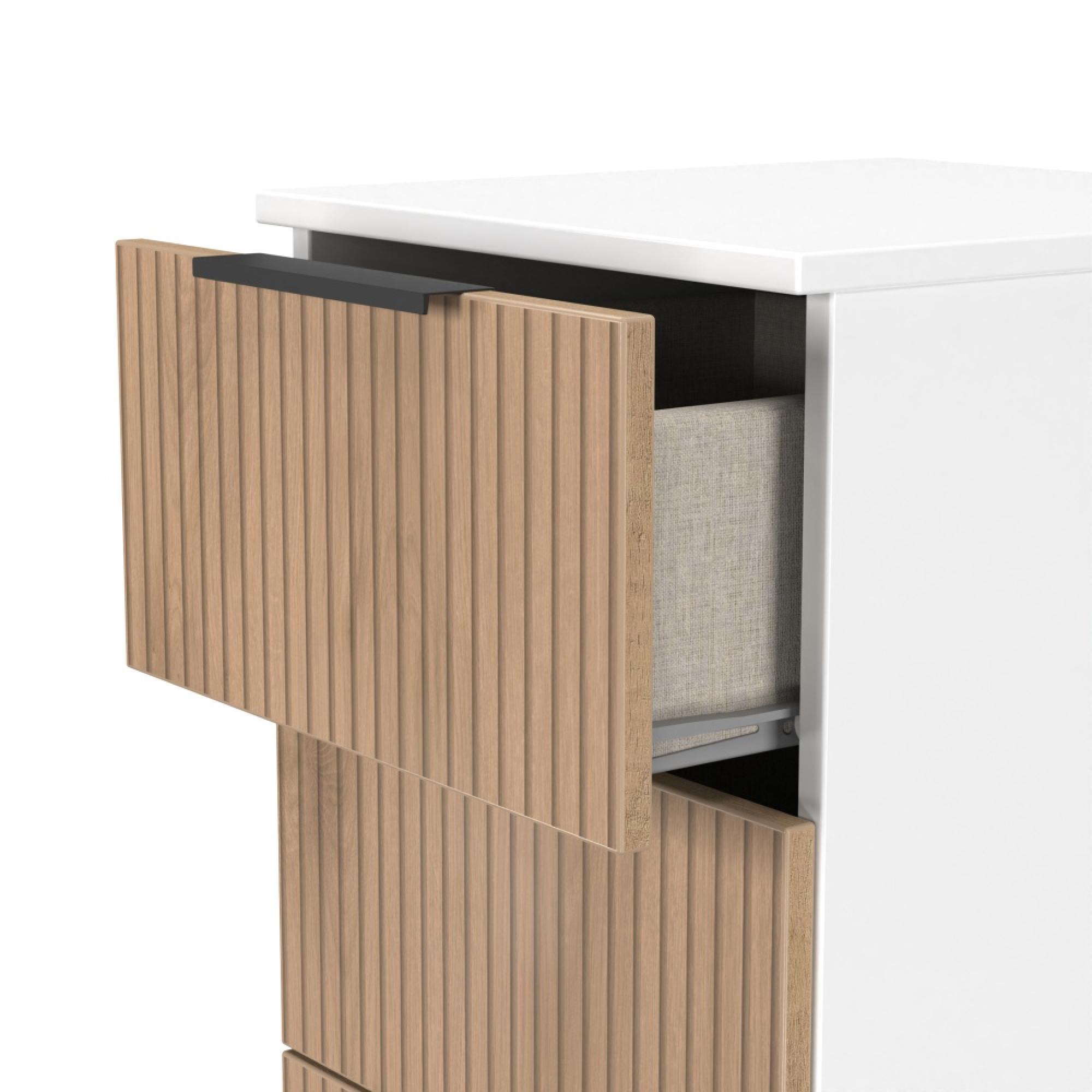 Java Fluted Chest - 5 Drawer - Narrow - Natural and White