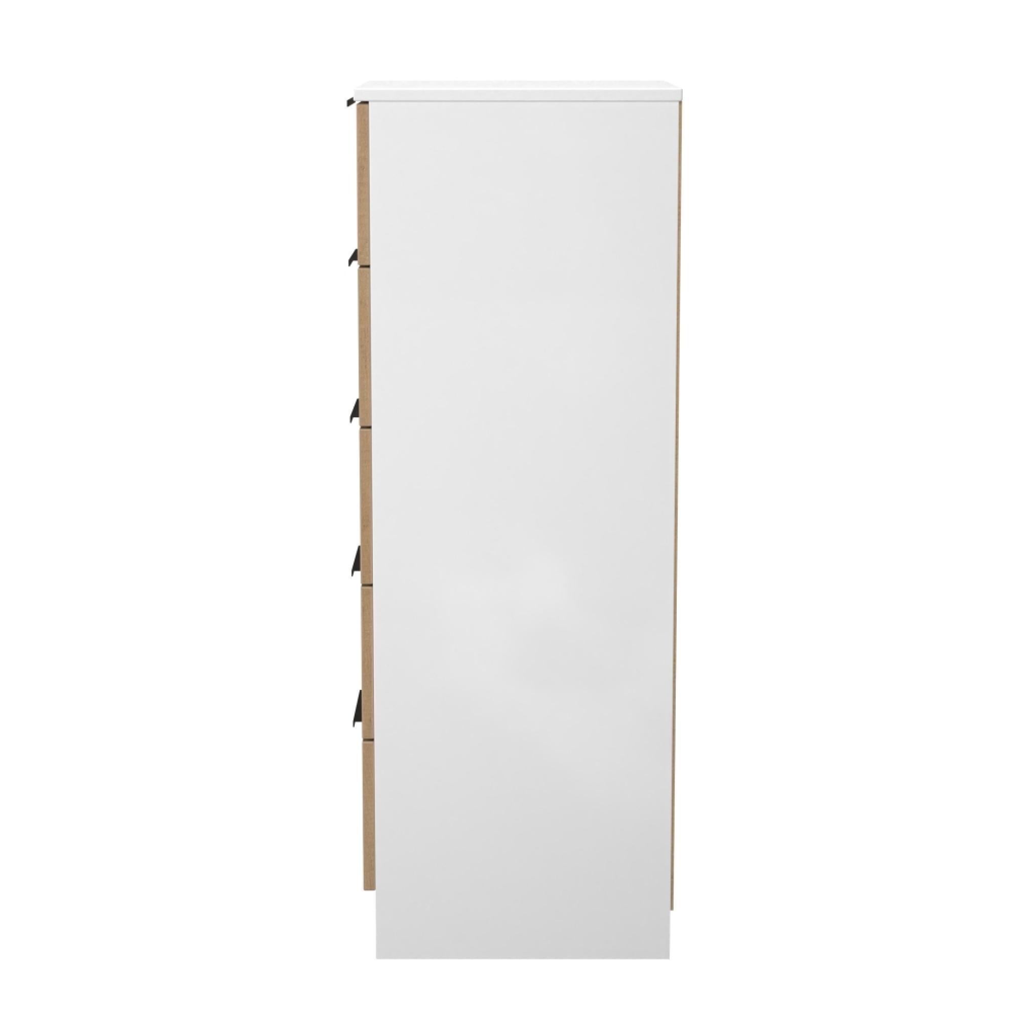 Java Fluted Chest - 5 Drawer - Narrow - Natural and White