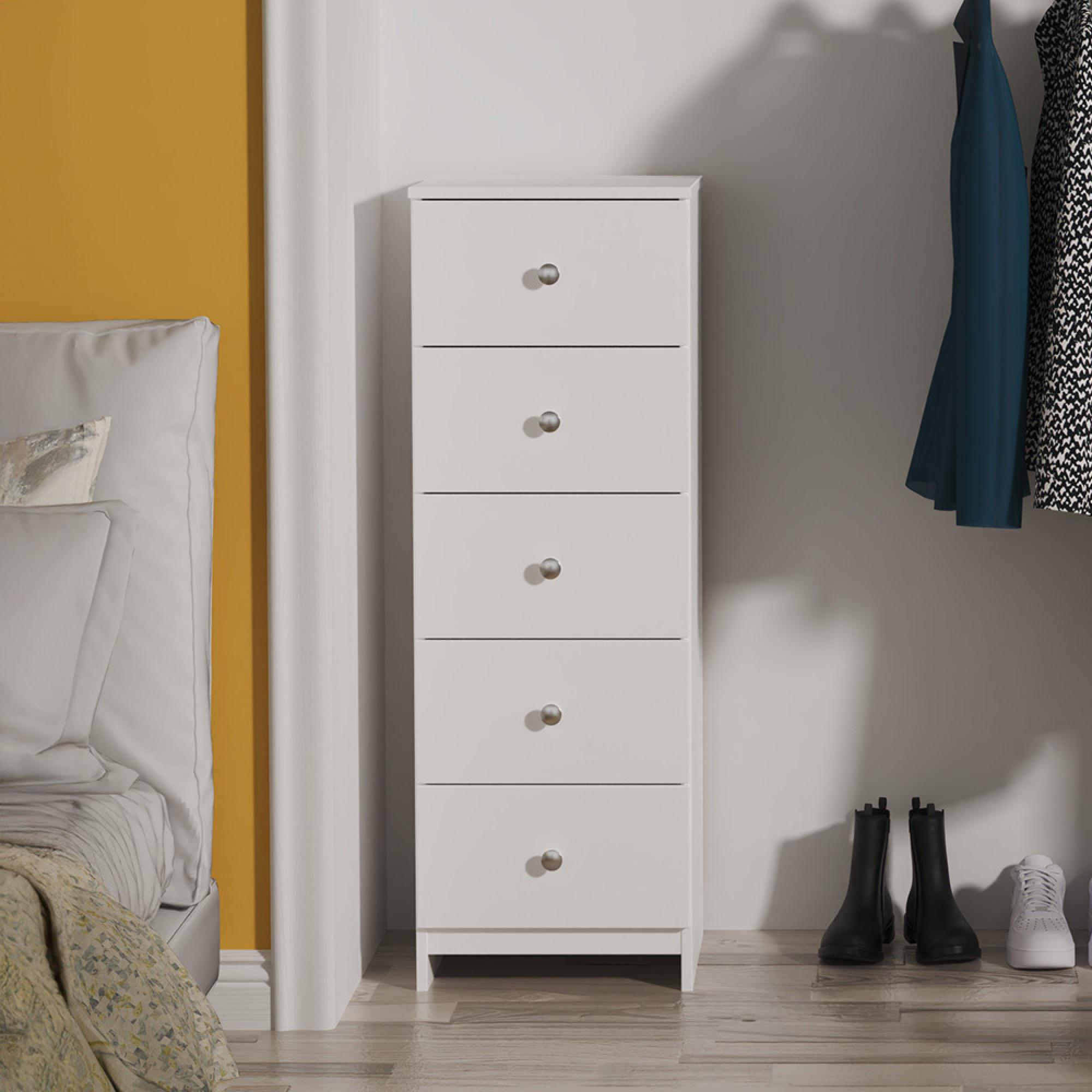 Yarmouth Chest - 5 Drawer - Narrow - White Matt