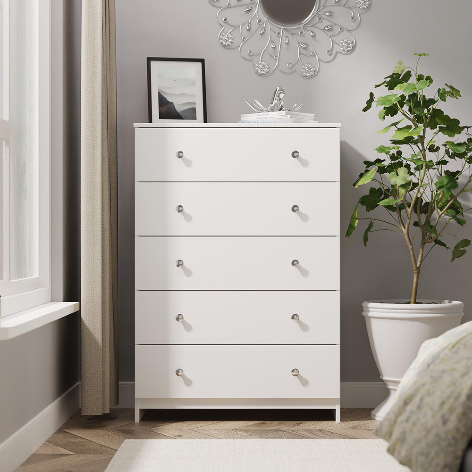 Yarmouth Chest - 5 Drawer - Wide - White Matt