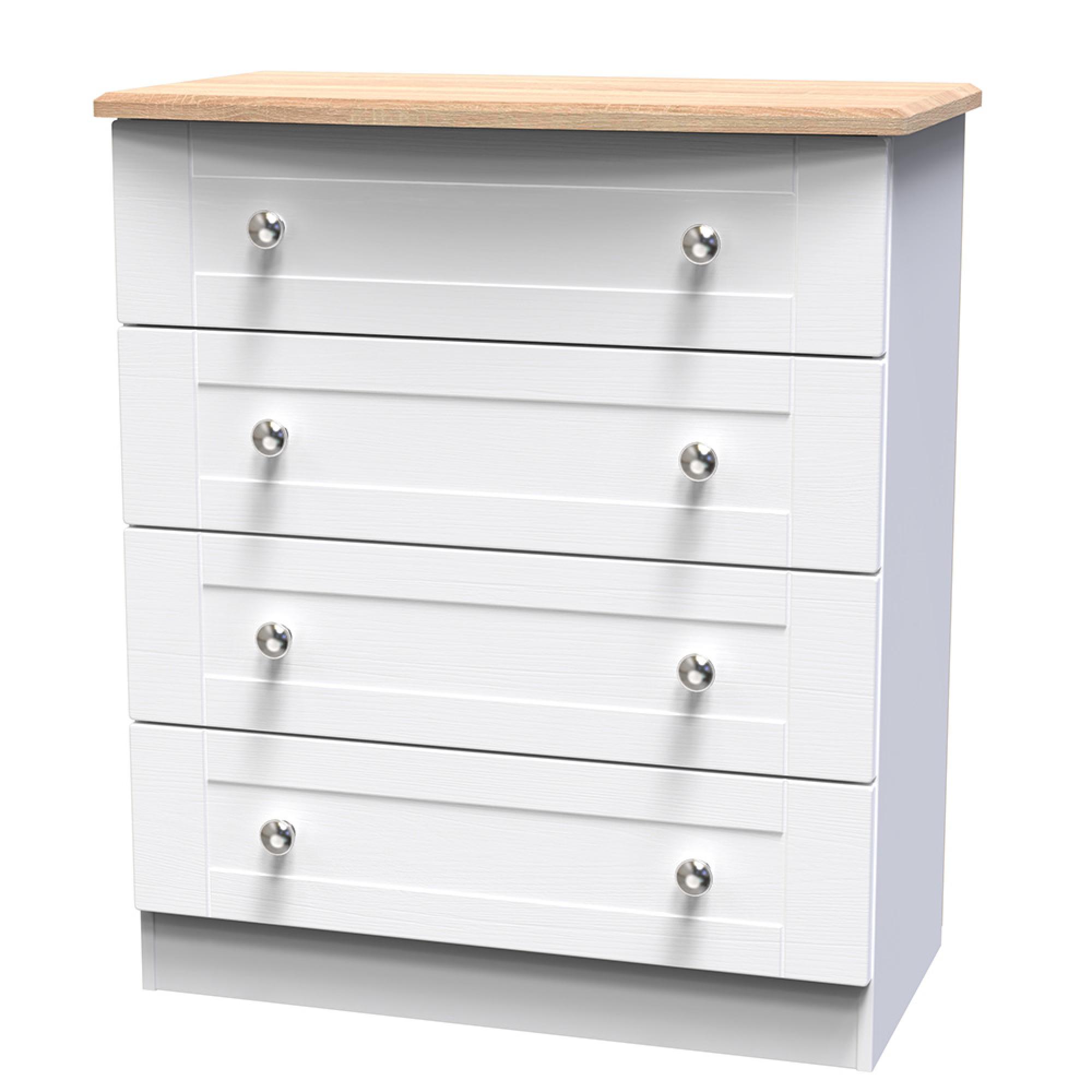 Sussex Chest - 4 Drawer - White and Oak