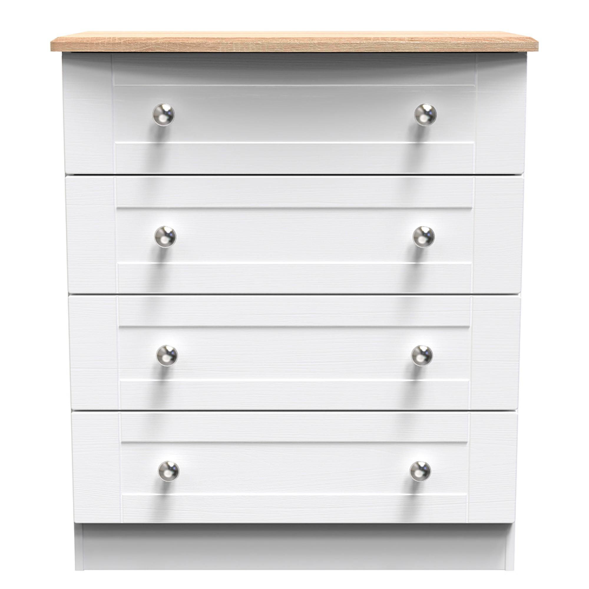 Sussex Chest - 4 Drawer - White and Oak