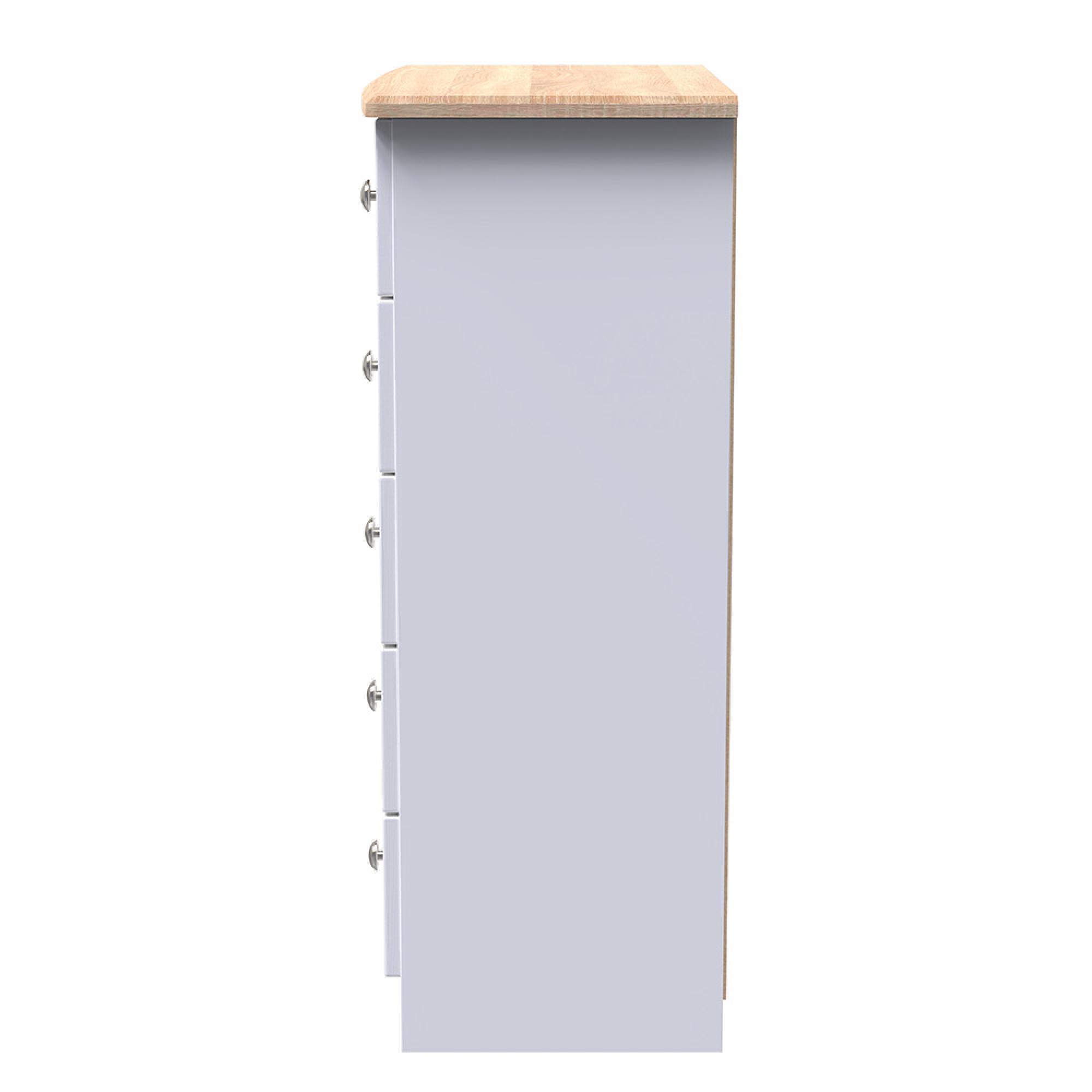 Sussex Chest - 5 Drawer - White and Oak