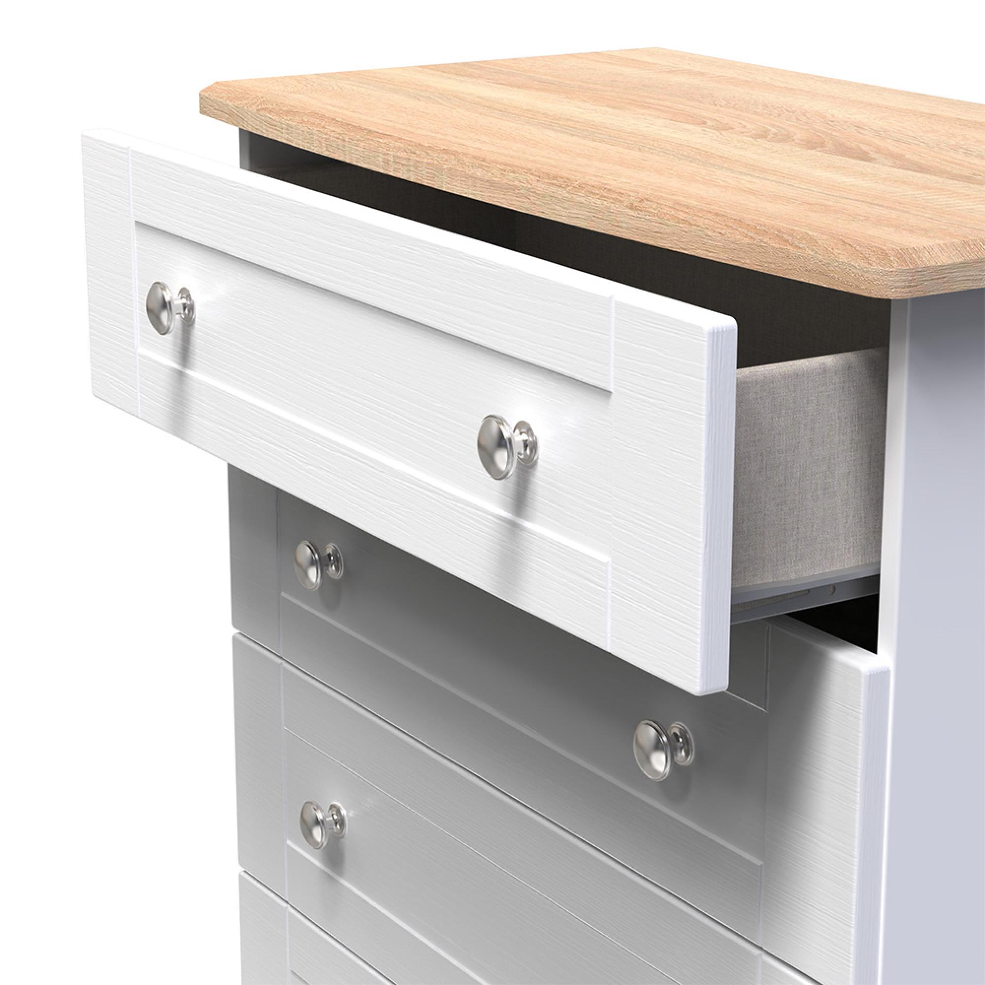Sussex Chest - 5 Drawer - White and Oak