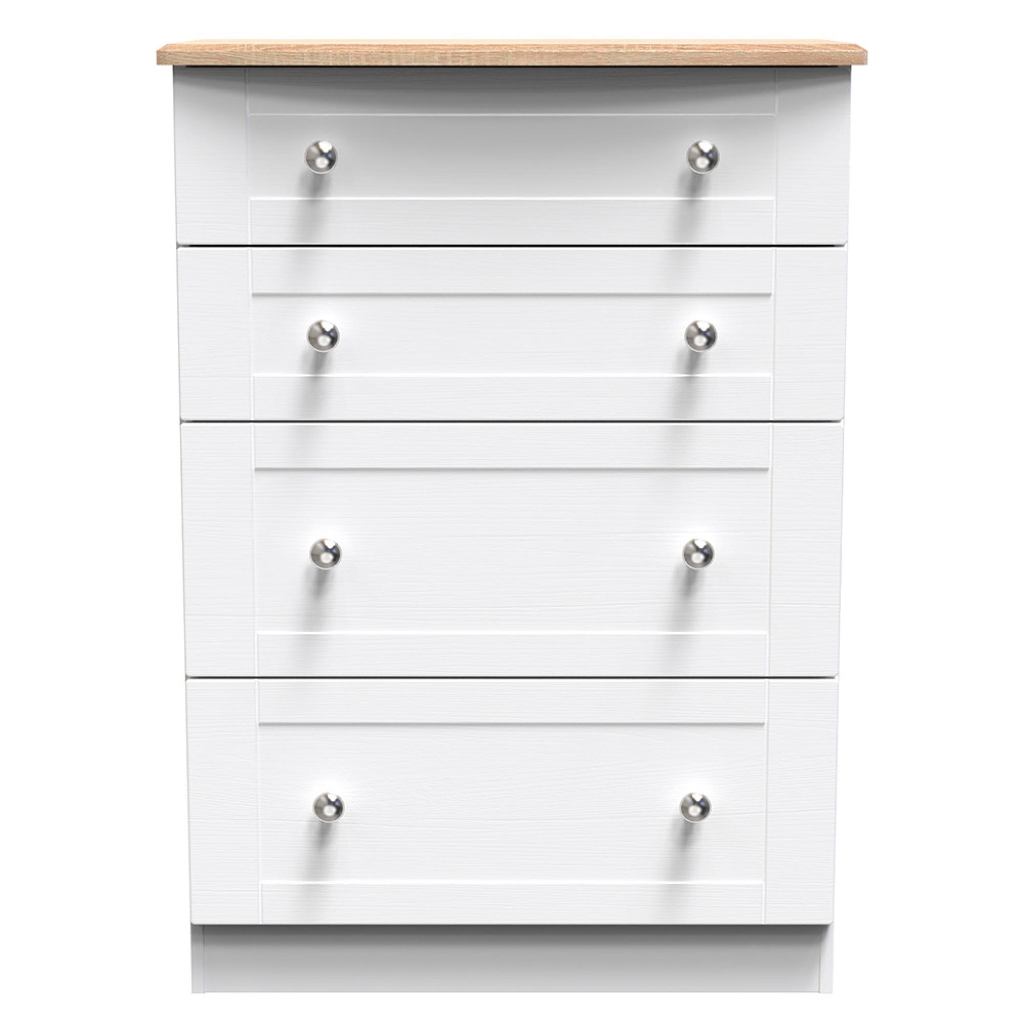 Sussex Deep Chest - 4 Drawer - White and Oak