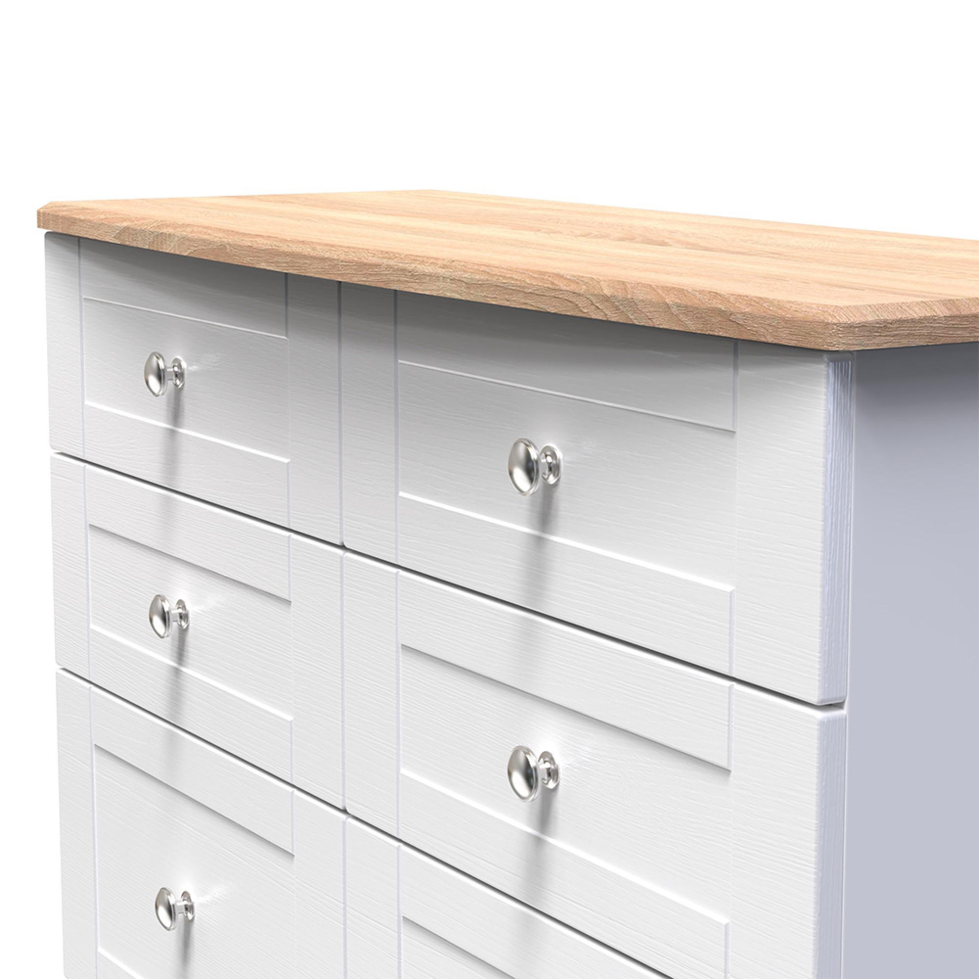 Sussex Midi Chest - 6 Drawer - White and Oak